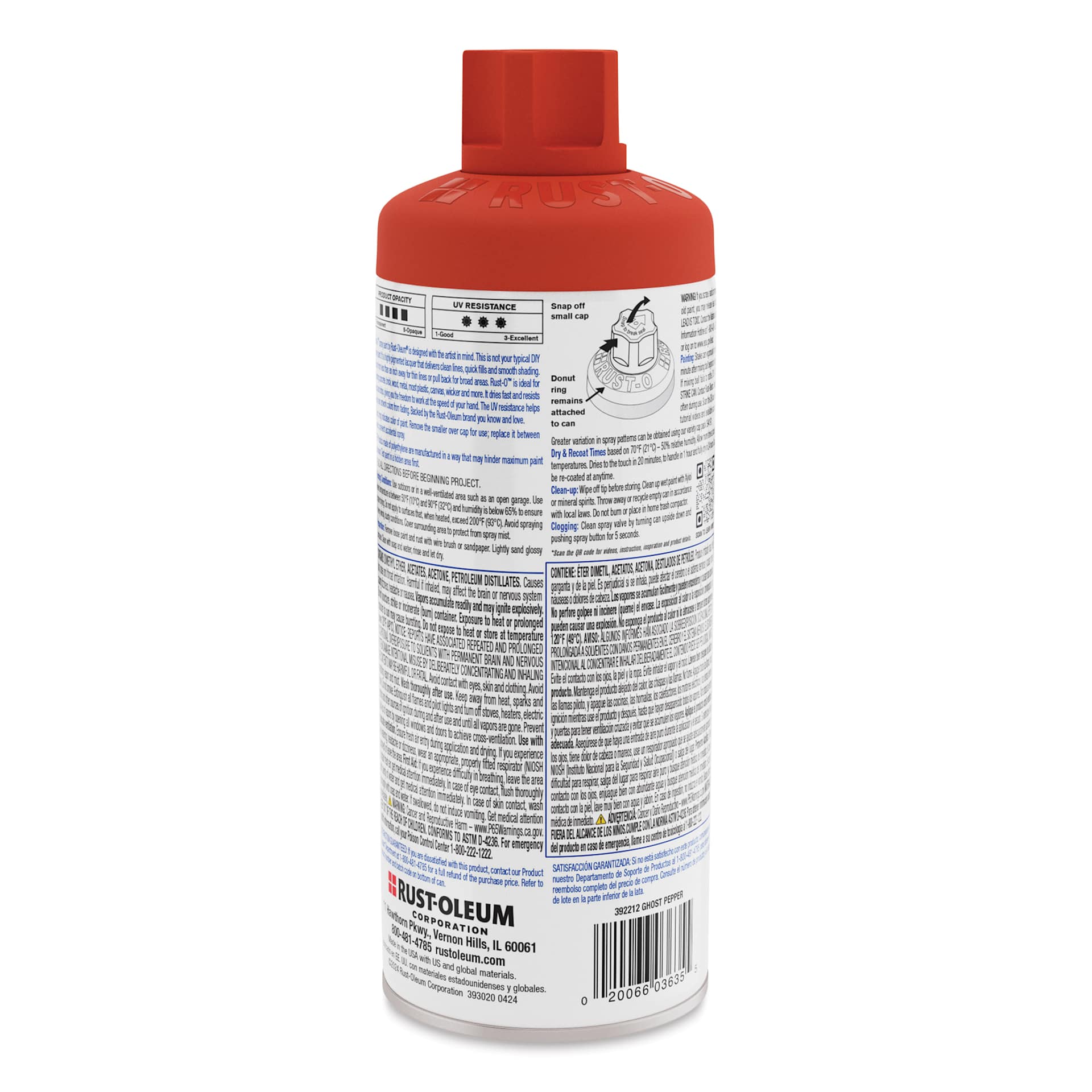 Rust-Oleum Rust-O Artist Acrylic Spray Paint - Ghost Pepper, 11 oz, back of can