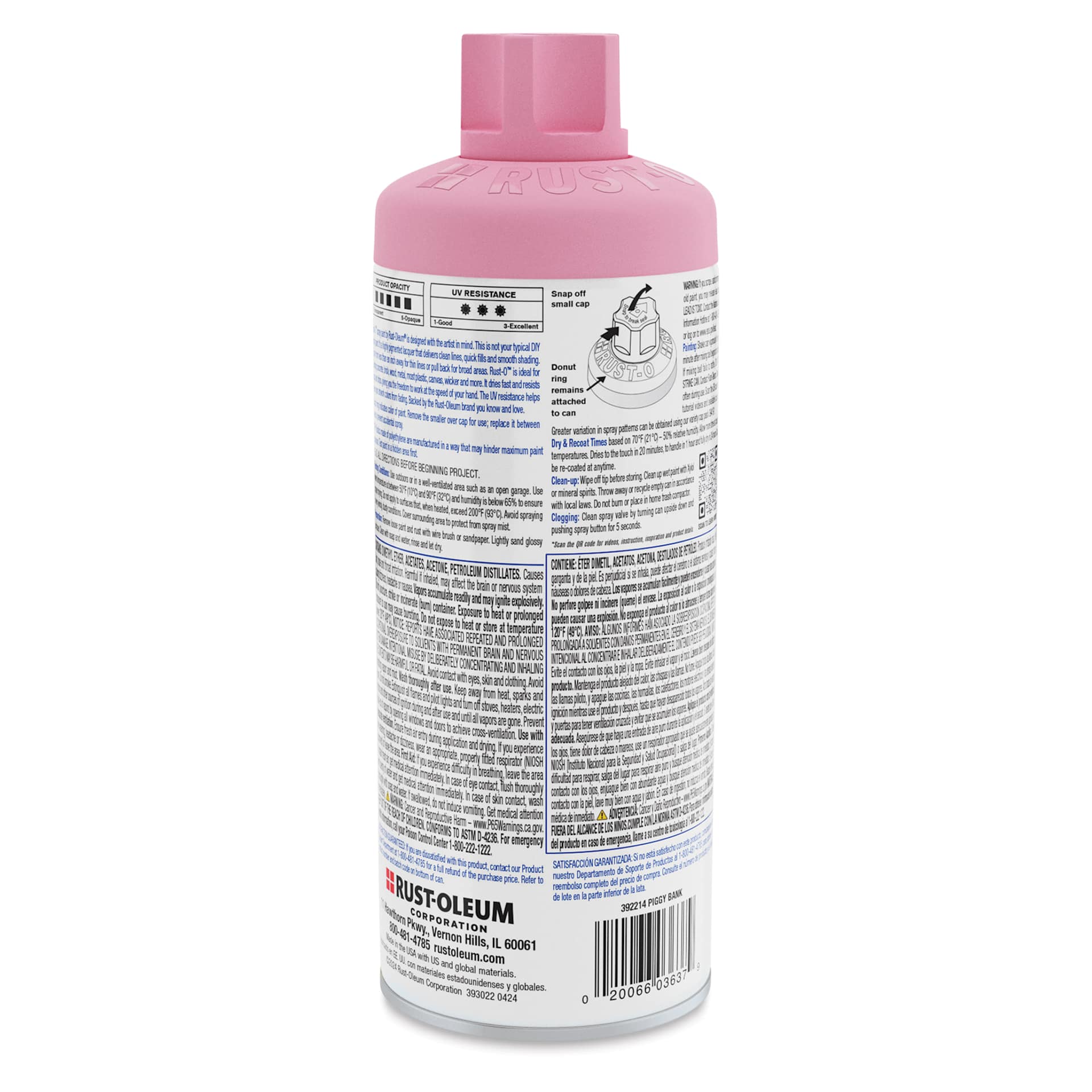 Rust-Oleum Rust-O Artist Acrylic Spray Paint - Piggy Bank, 11 oz, back of can