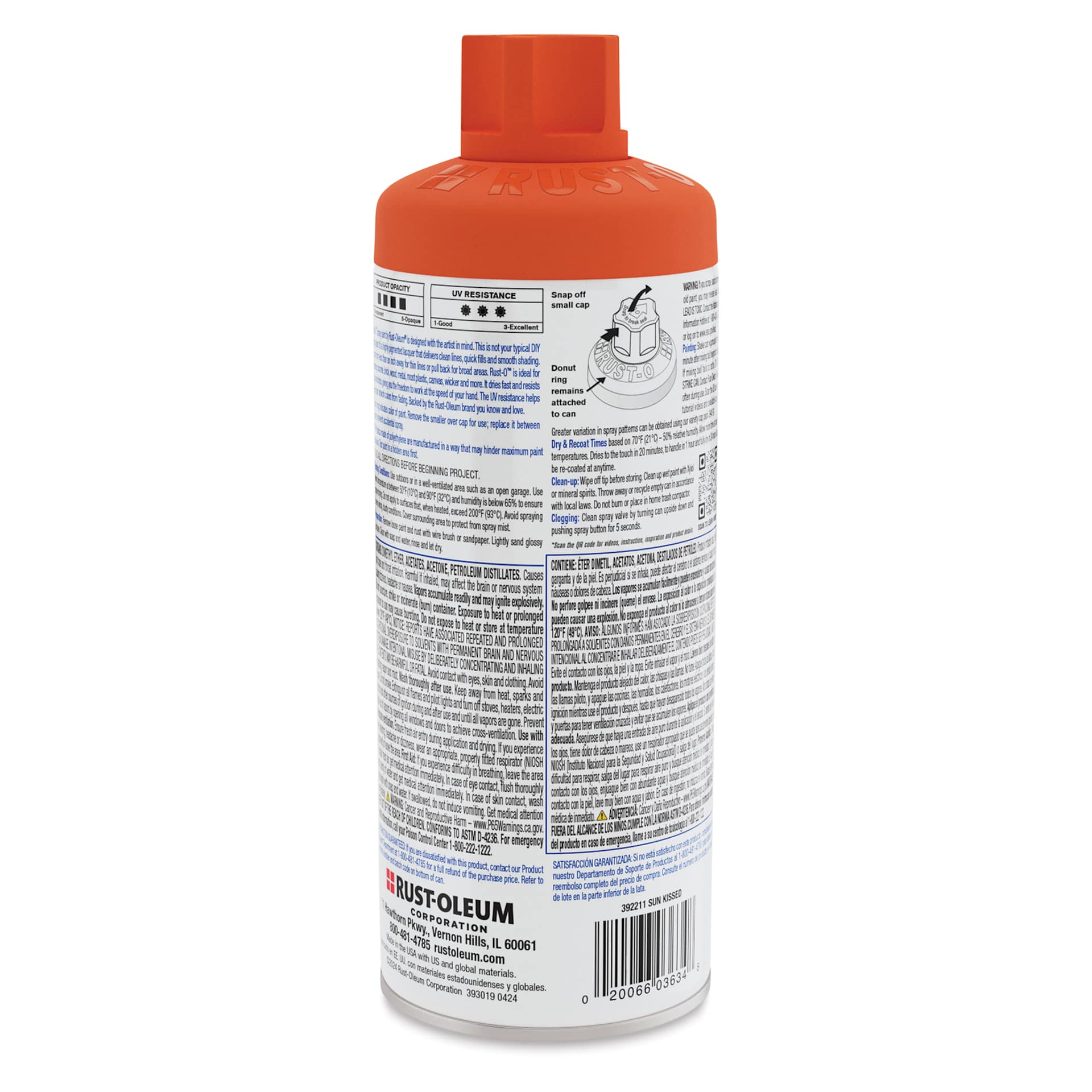 Rust-Oleum Rust-O Artist Acrylic Spray Paint - Sun Kissed, 11 oz, back of can