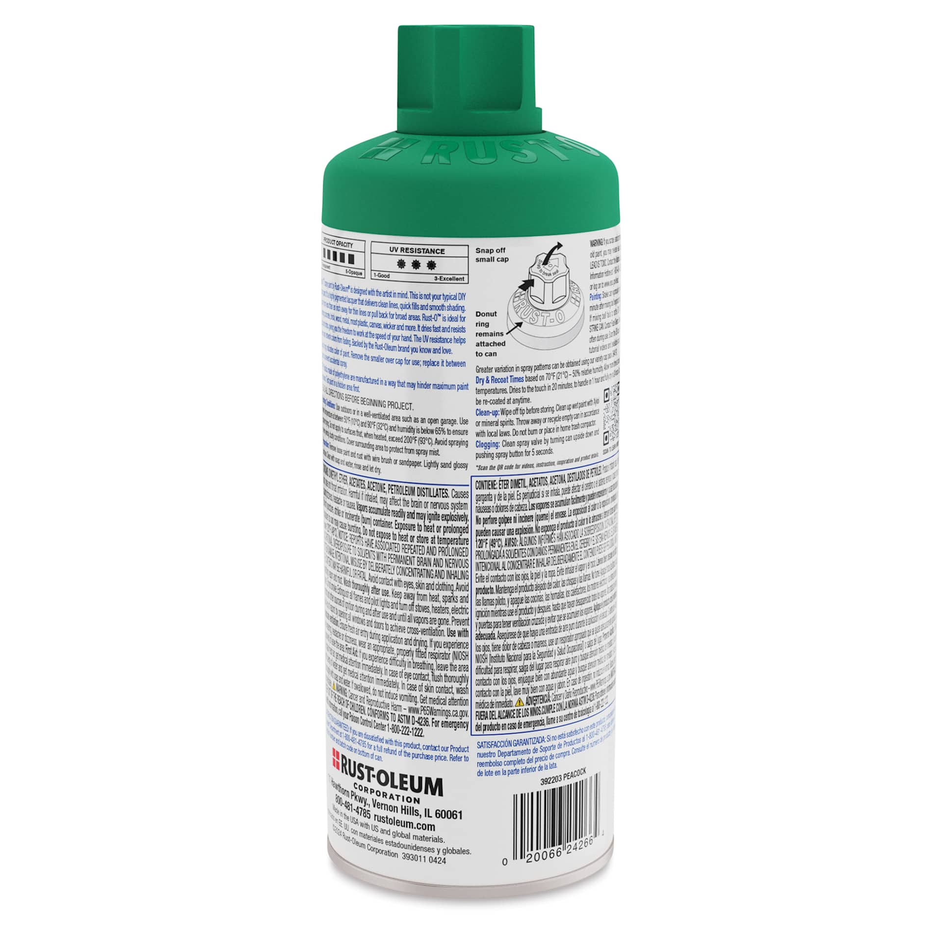 Rust-Oleum Rust-O Artist Acrylic Spray Paint - Peacock, 11 oz, back of can
