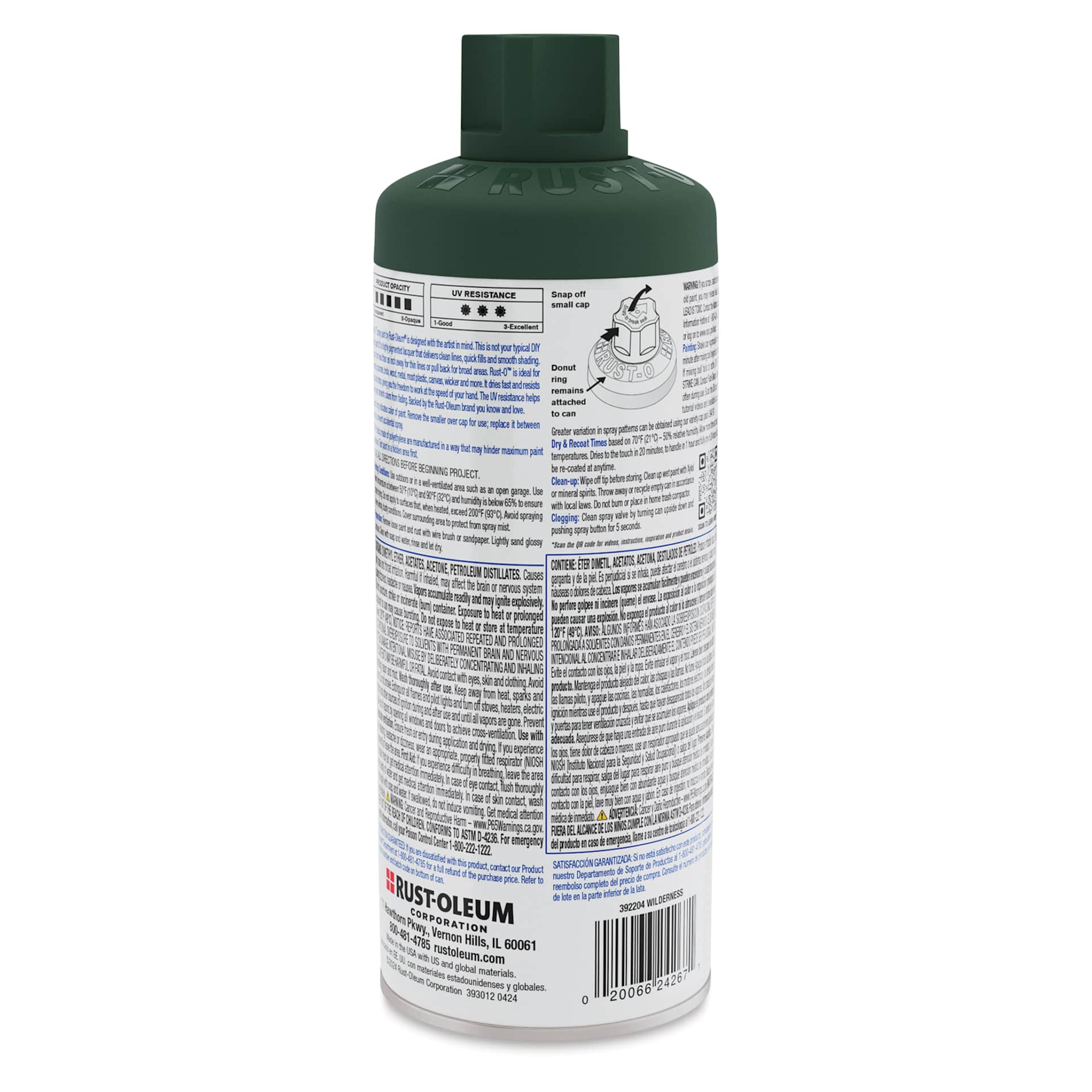 Rust-Oleum Rust-O Artist Acrylic Spray Paint - Wilderness, 11 oz, back of can