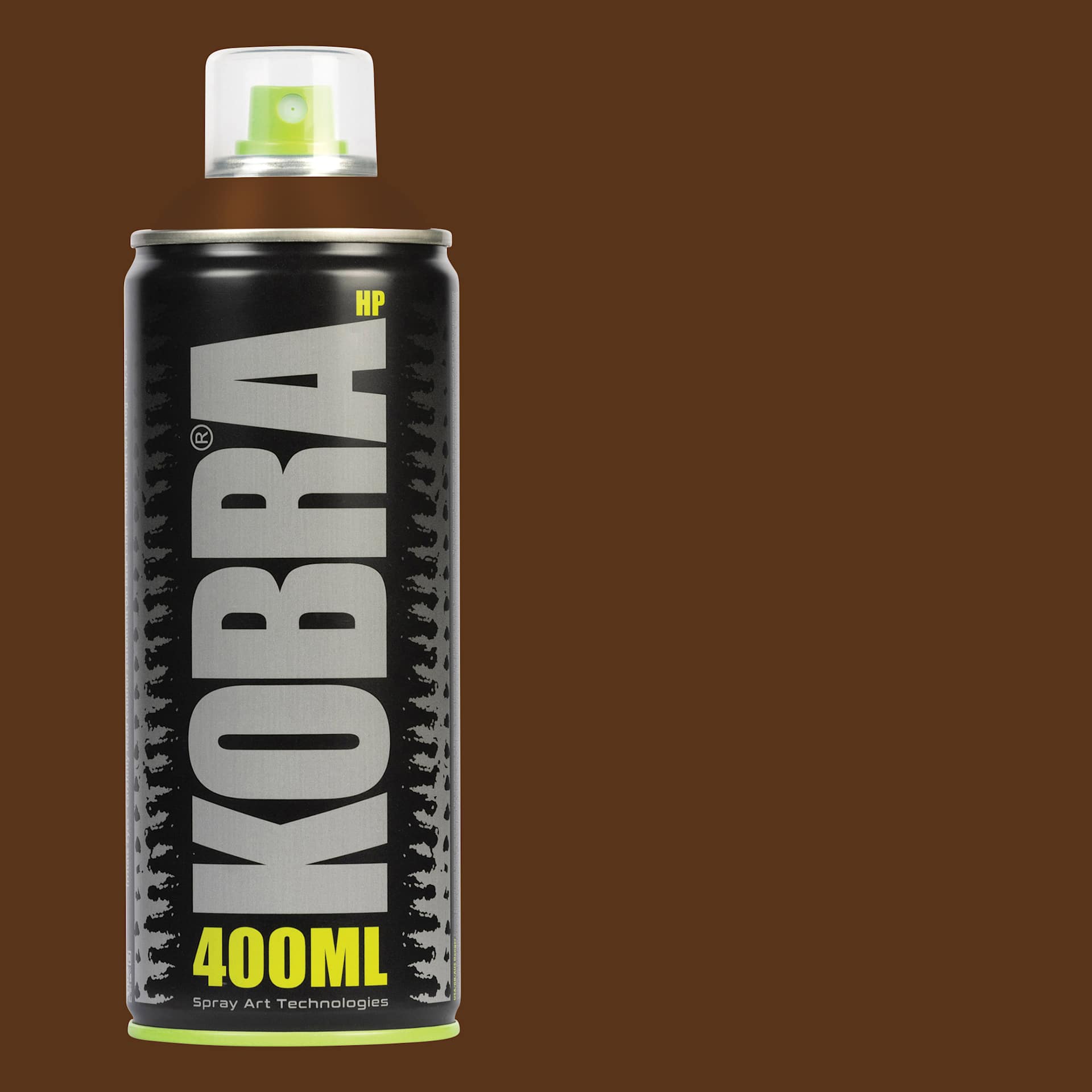 Kobra High Pressure Spray Paint - Siena Land, 400 ml, Can with swatch
