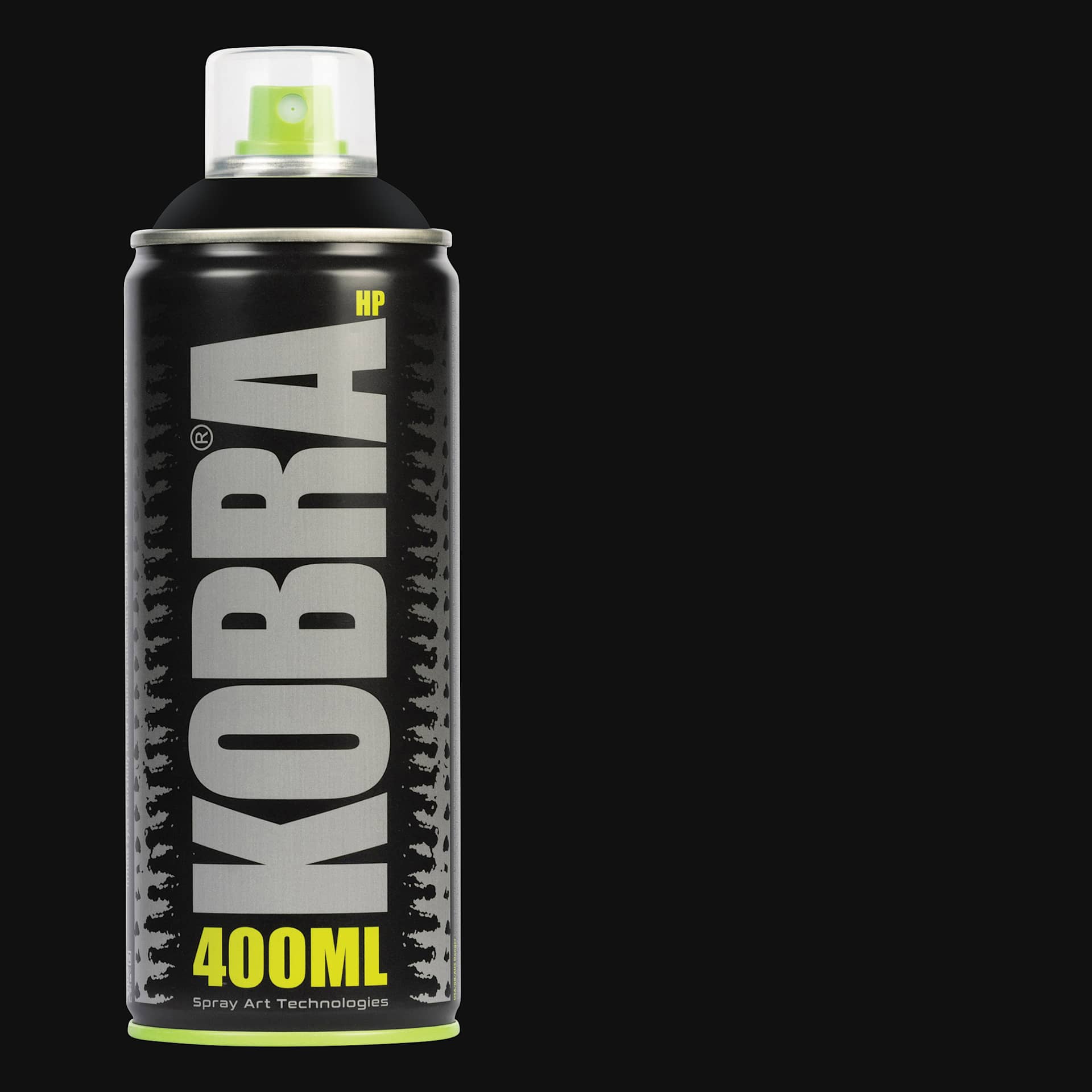 Kobra High Pressure Spray Paint - Matt Black, 400 ml, Can with swatch