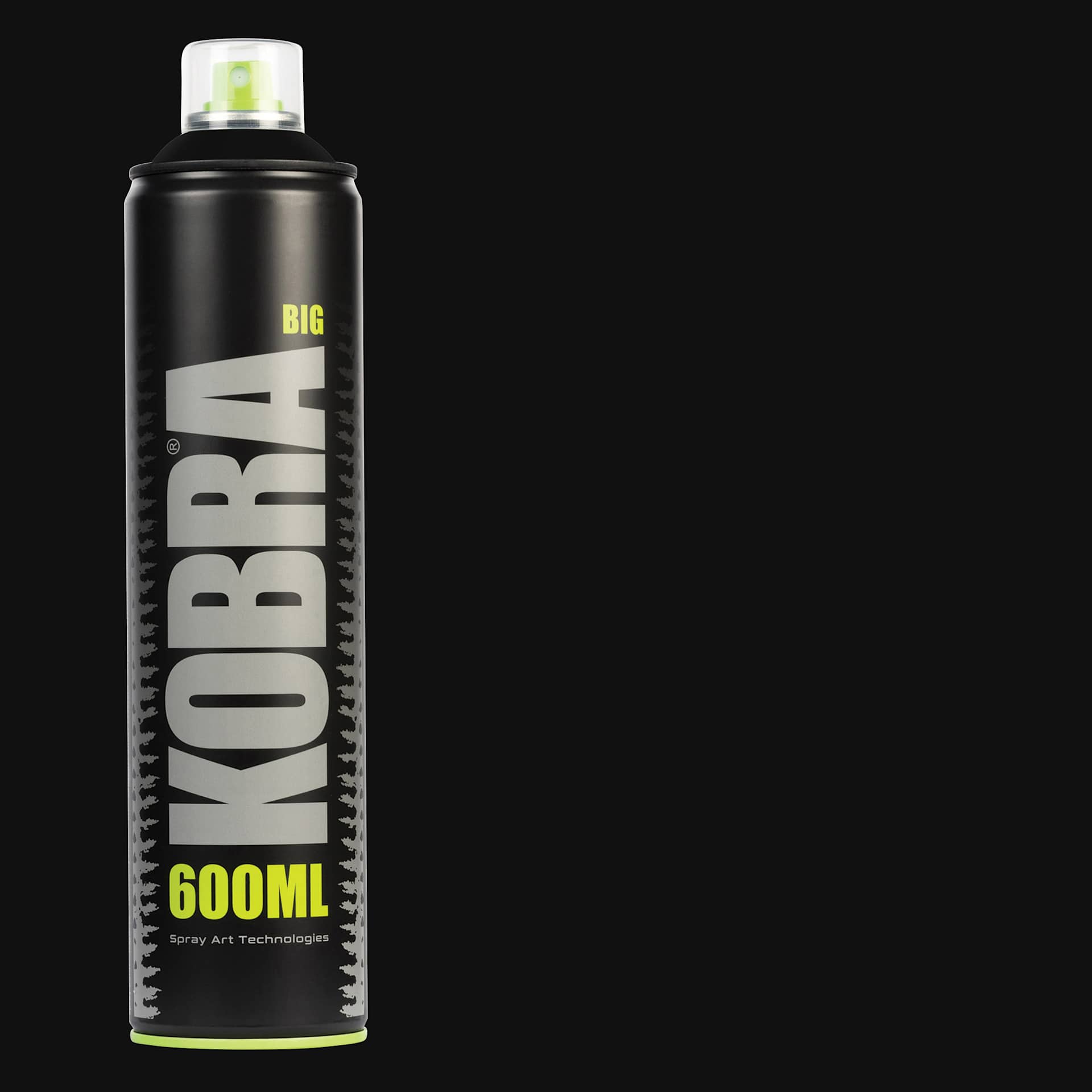 Kobra High Pressure Spray Paint - Matt Black, 600 ml, Can with swatch