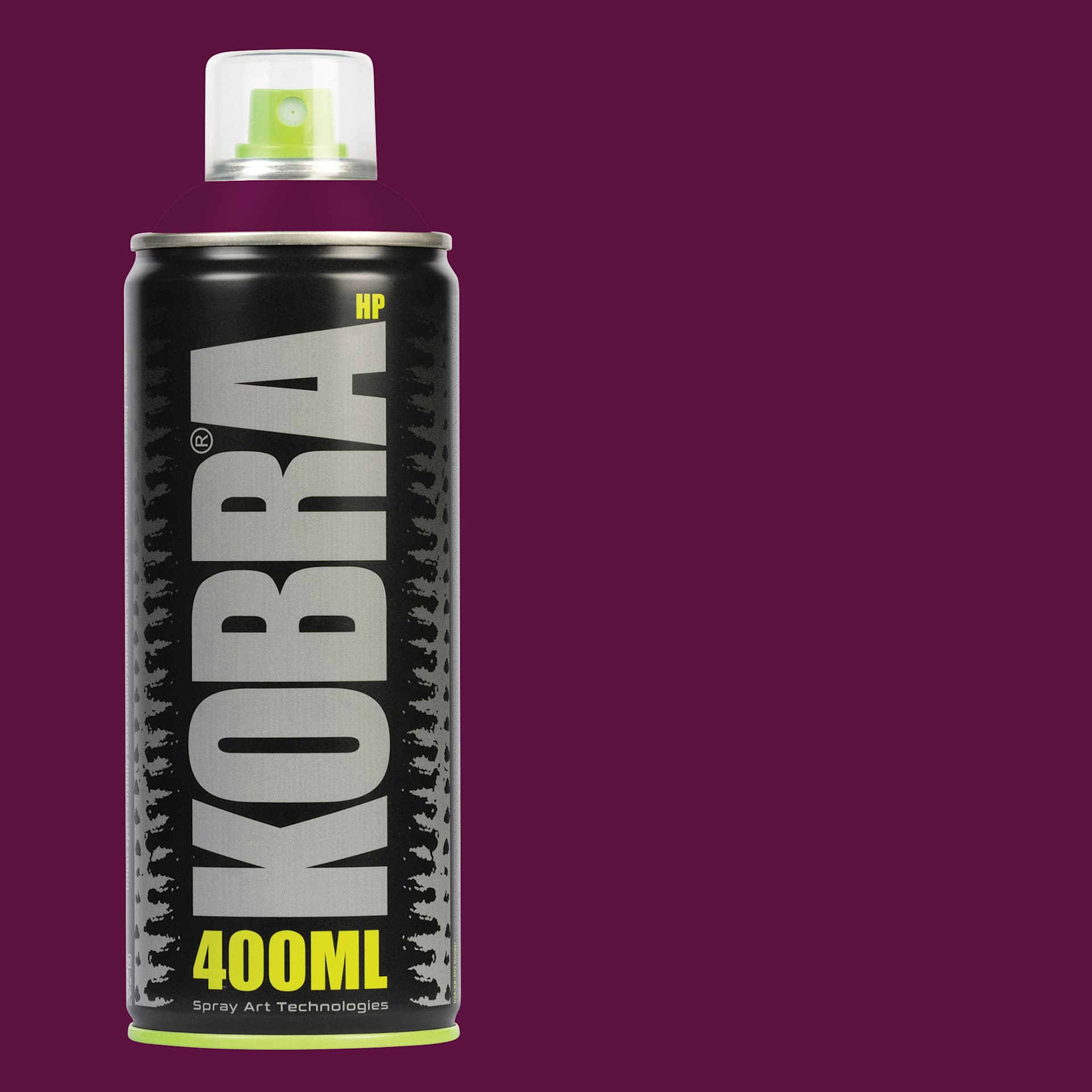 Kobra High Pressure Spray Paint - Dark Magenta, 400 ml, Can with swatch