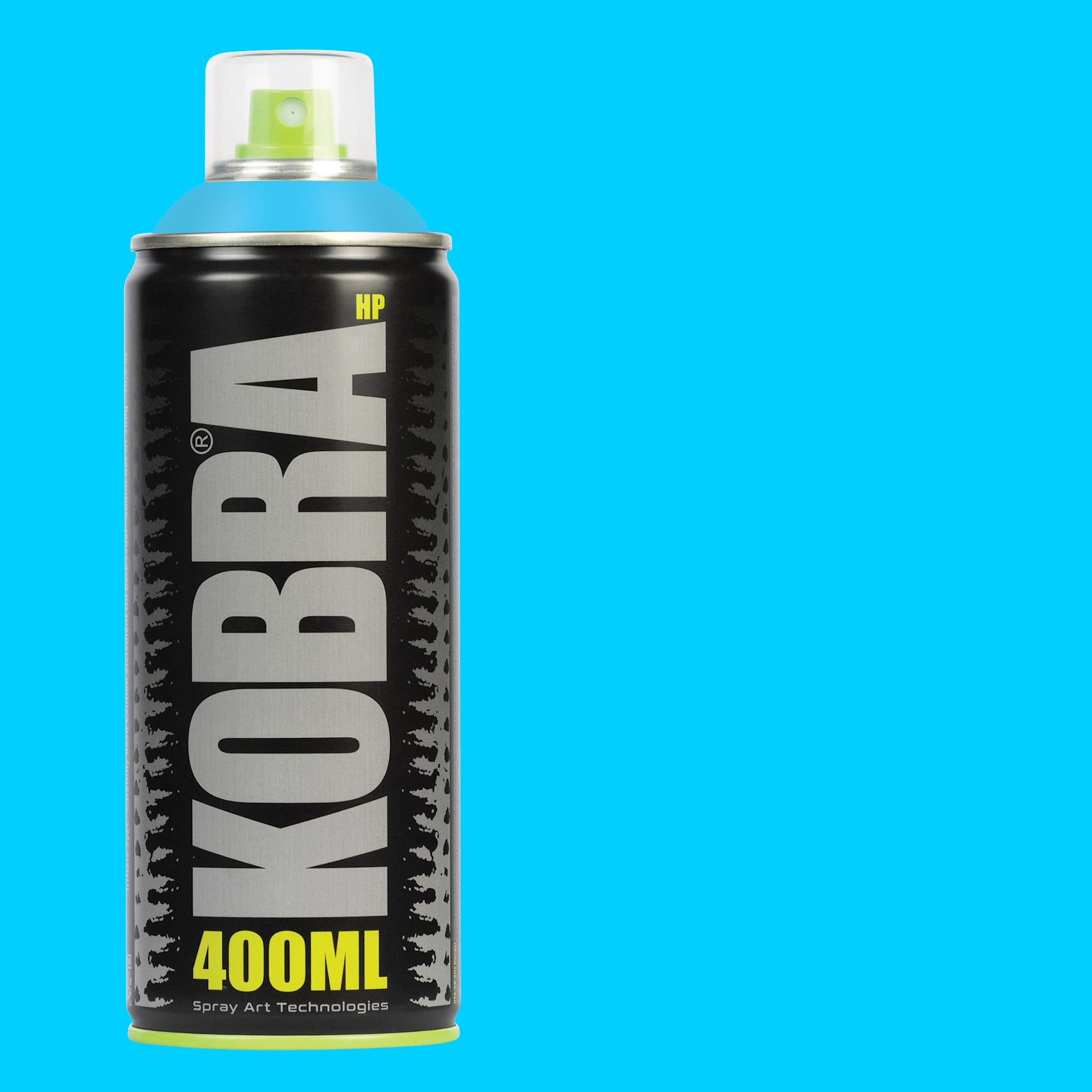 Kobra High Pressure Spray Paint - Venom Blue, 400 ml, Can with swatch