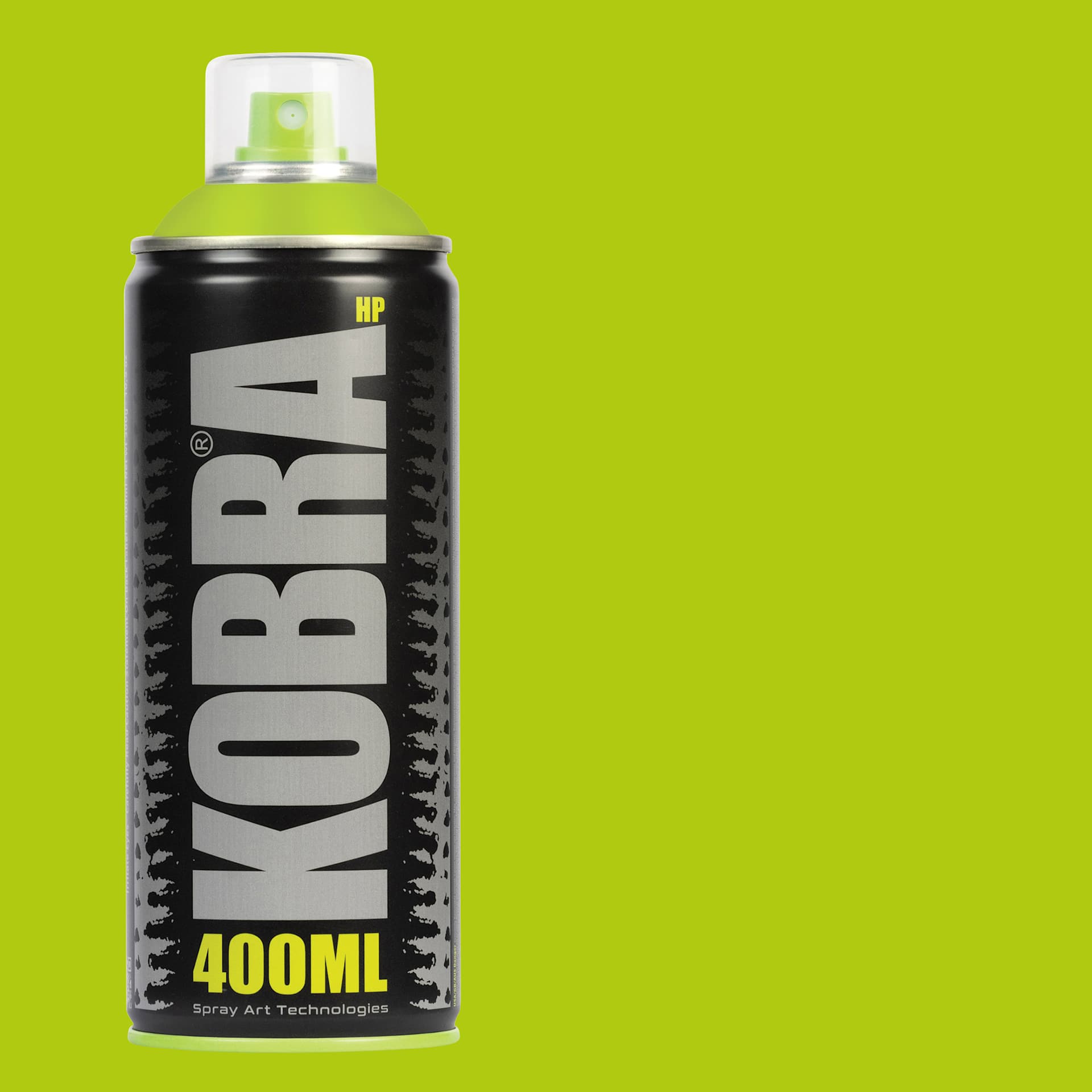 Kobra High Pressure Spray Paint - Apple, 400 ml can and swatch