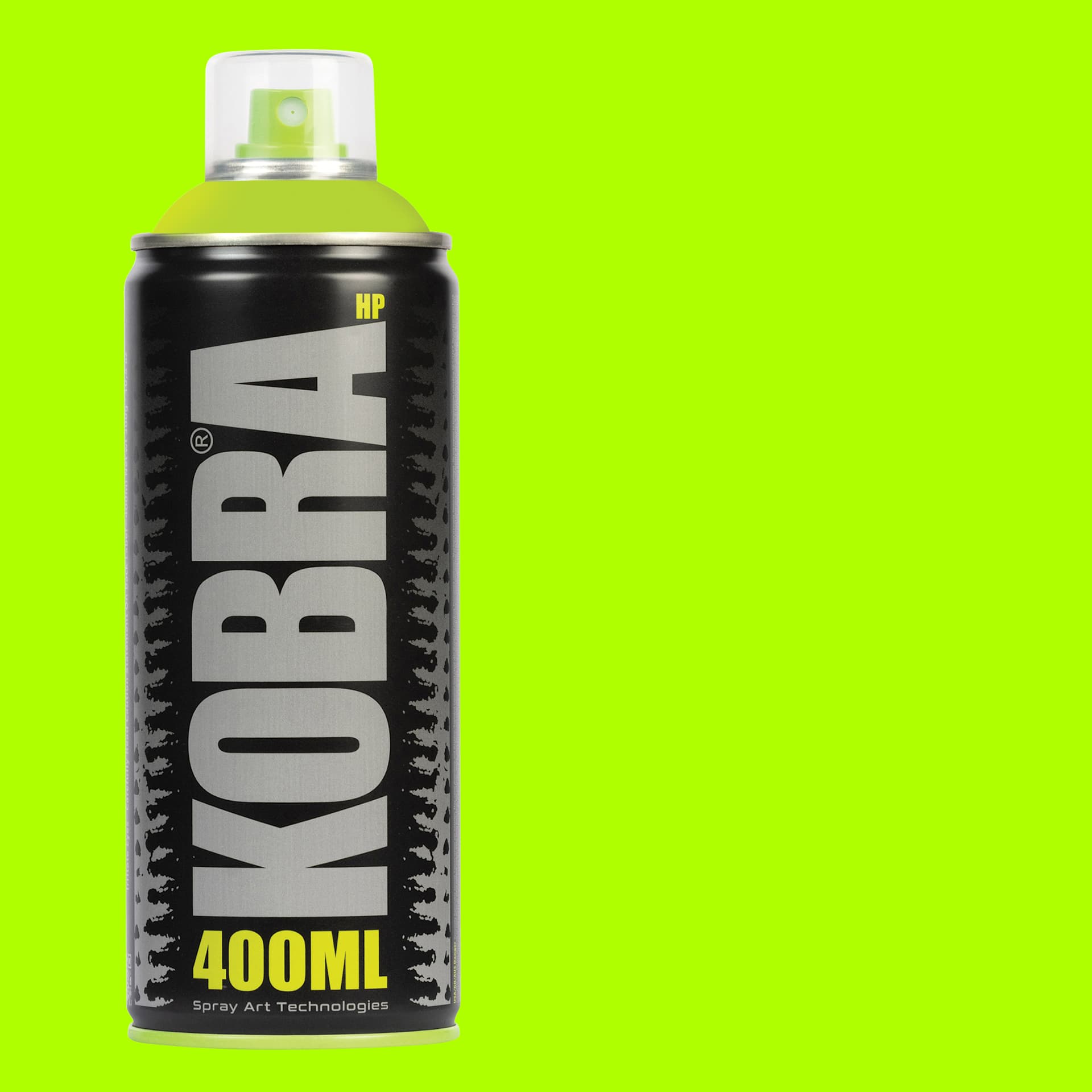 Kobra High Pressure Spray Paint - Venom Green, 400 ml, Can with swatch