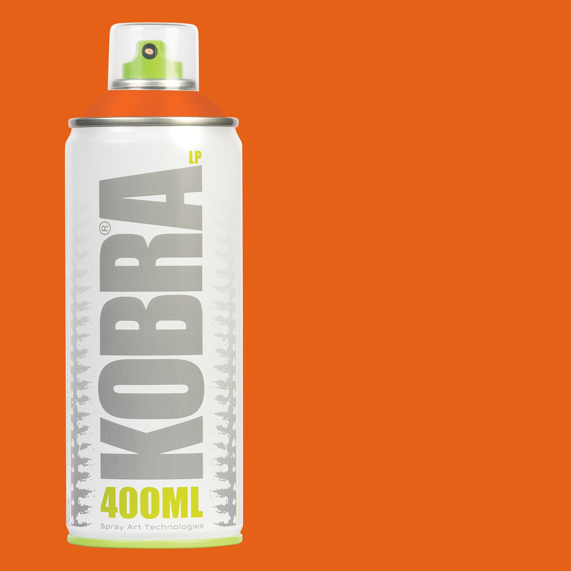 Kobra Low Pressure Spray Paint - Orango, 400 ml, Can with swatch