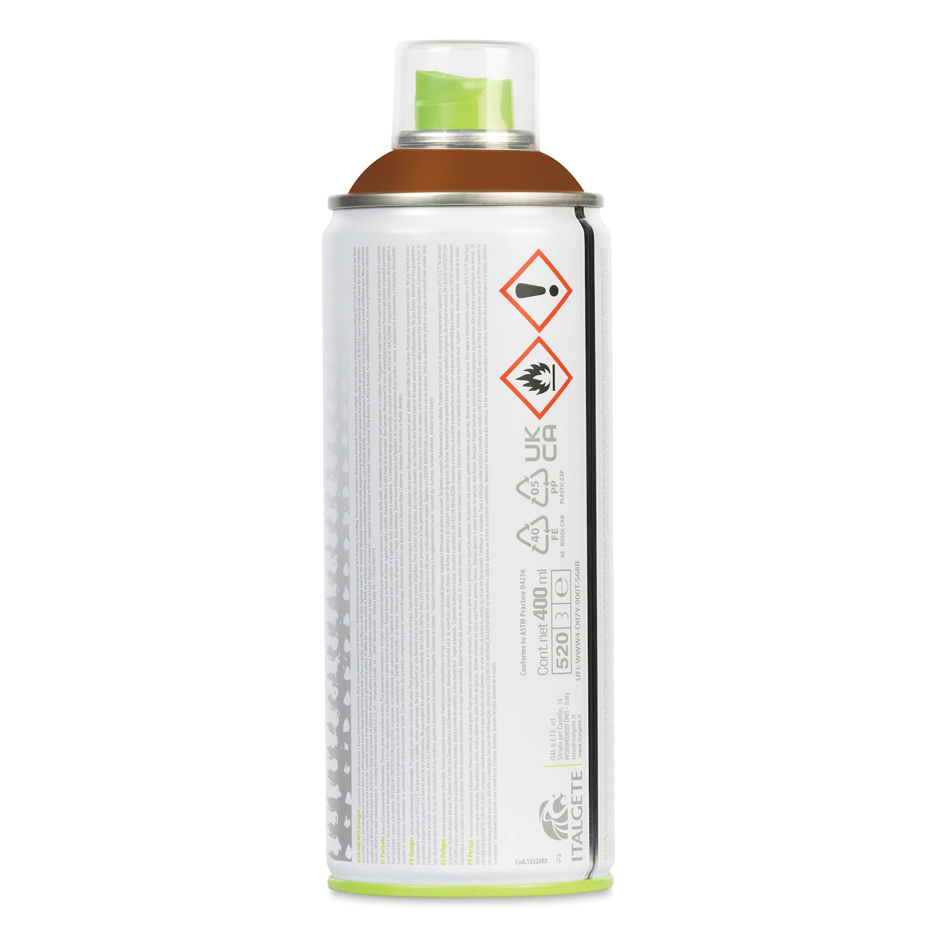 Kobra Low Pressure Spray Paint - Choco Brown, 400 ml, side of can