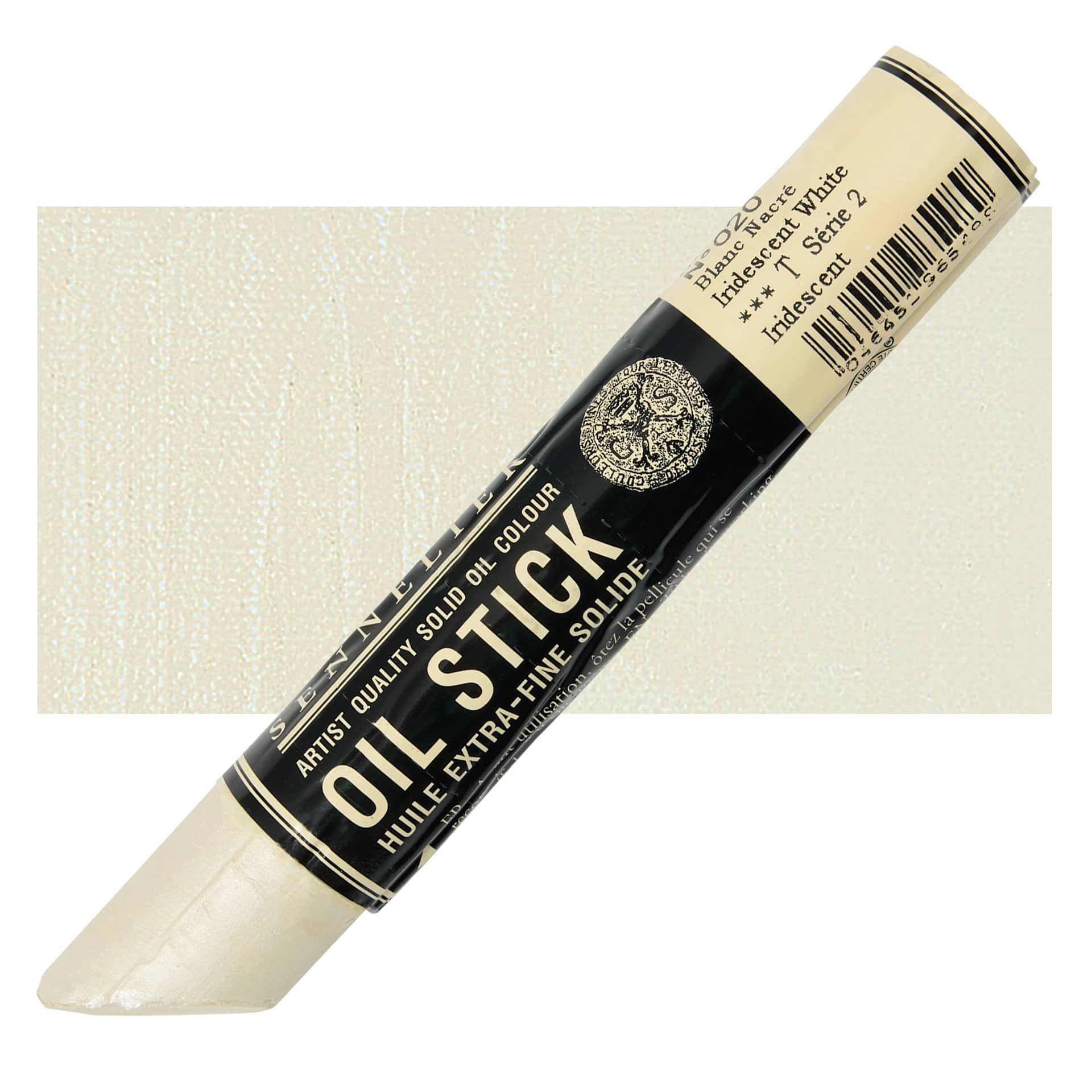 Sennelier Artists' Oil Stick - Iridescent White stick and swatch
