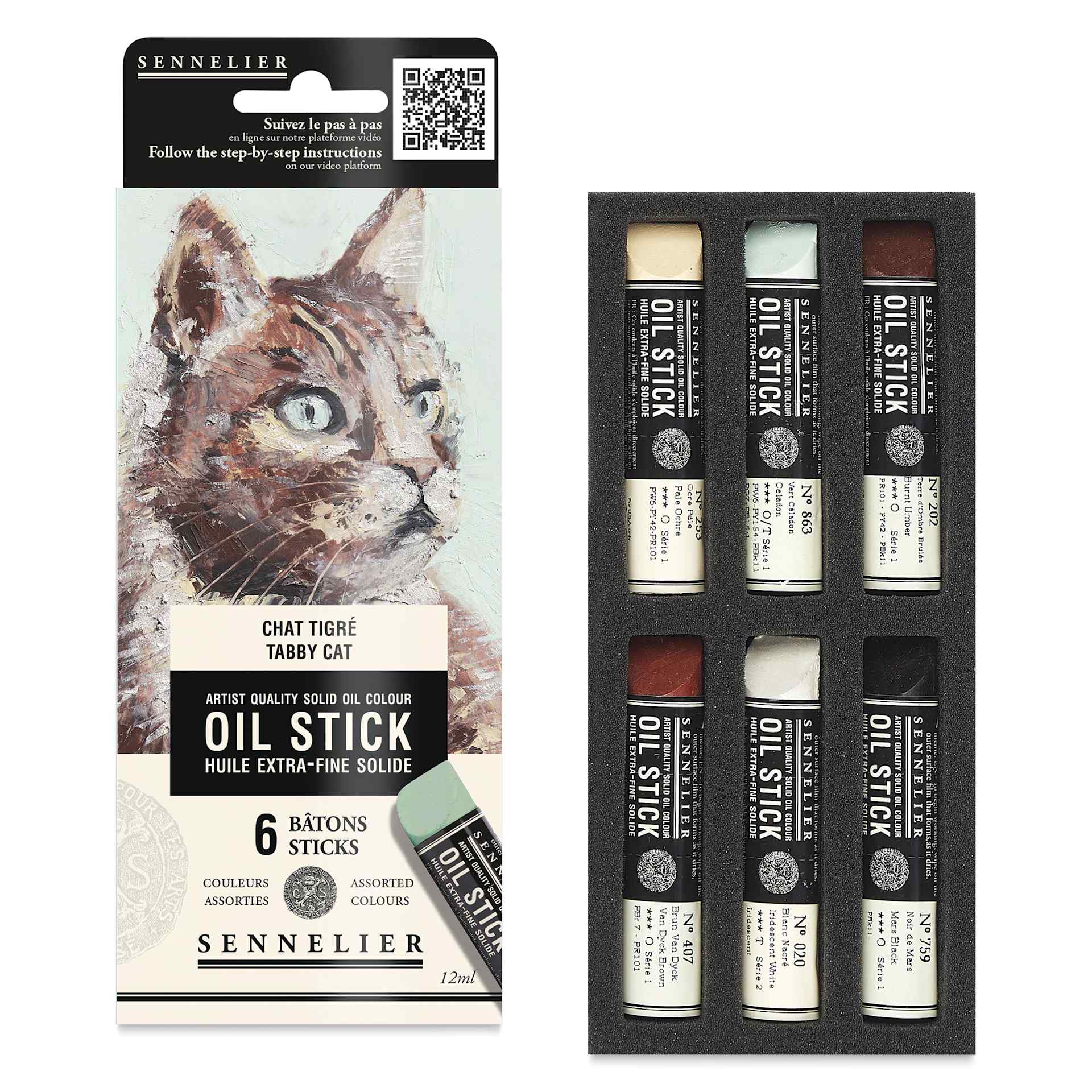 Sennelier Artists' Oil Sticks - Set of 6, Tabby Cat Colors