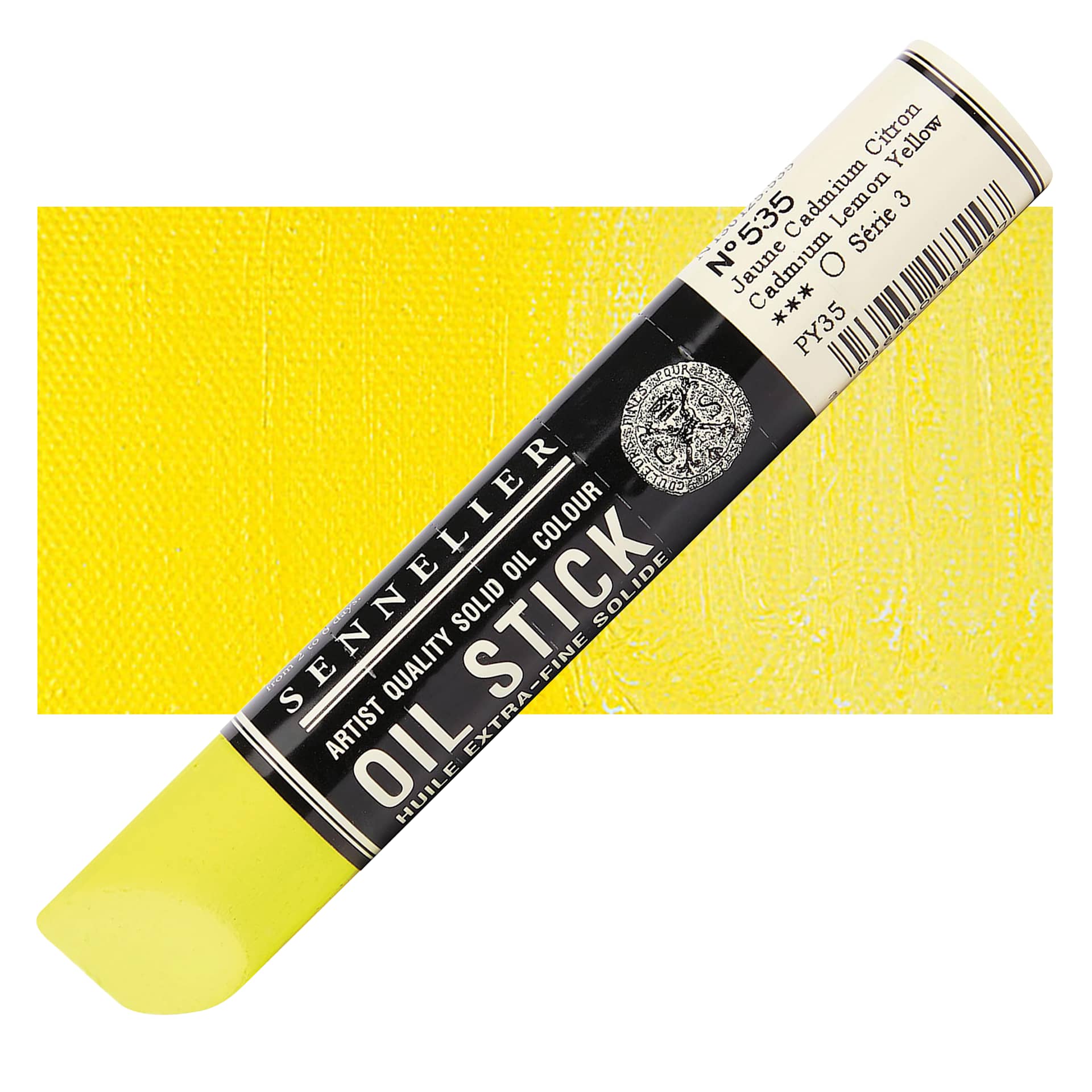 Sennelier Artists' Oil Stick - Cadmium Lemon Yellow 38 ml stick and swatch