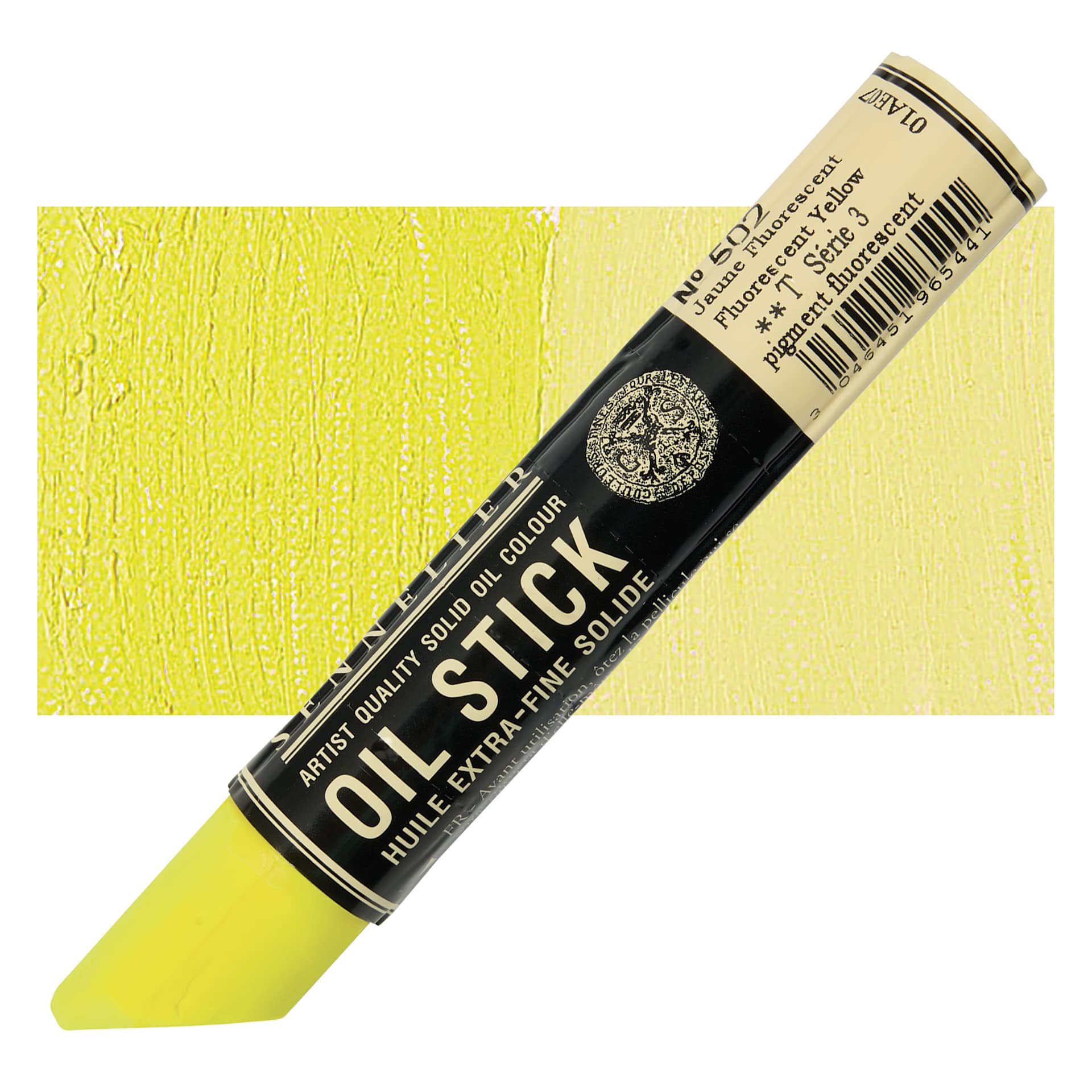 Sennelier Artists' Oil Stick - Fluorescent Yellow stick and swatch