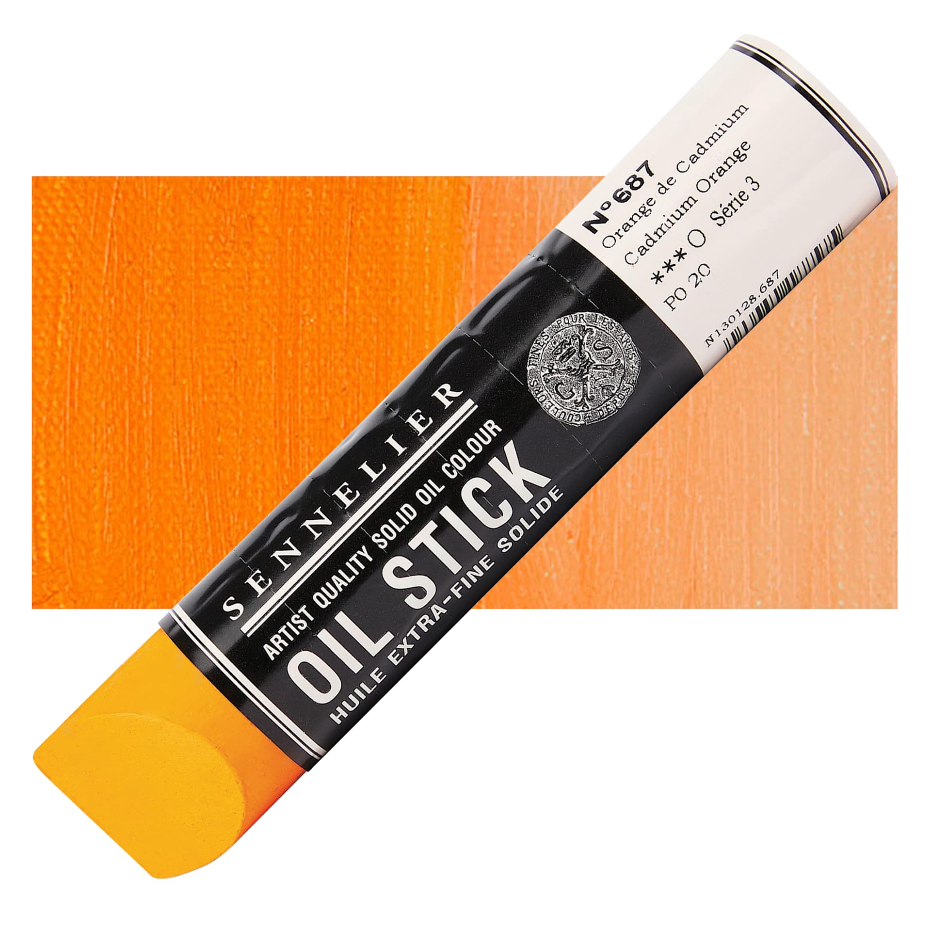 Sennelier Artists' Oil Stick - Cadmium Orange, 96 ml stick and swatch