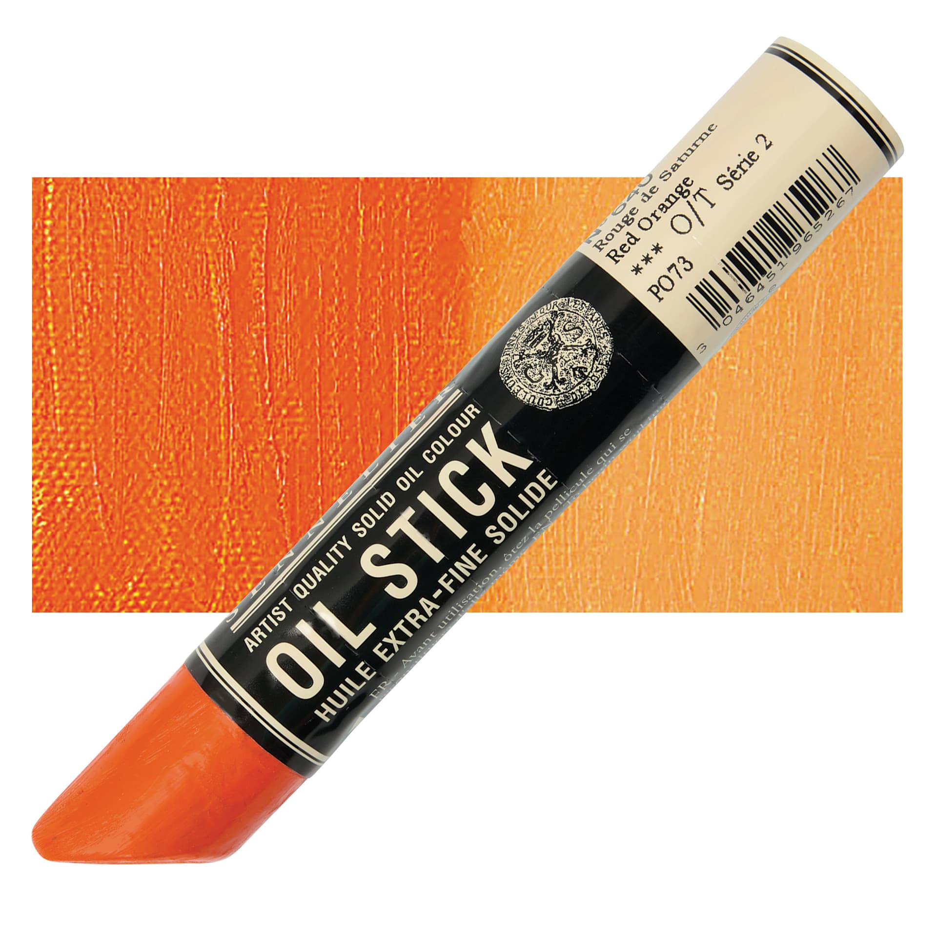 Sennelier Artists' Oil Stick - Red Orange stick and swatch