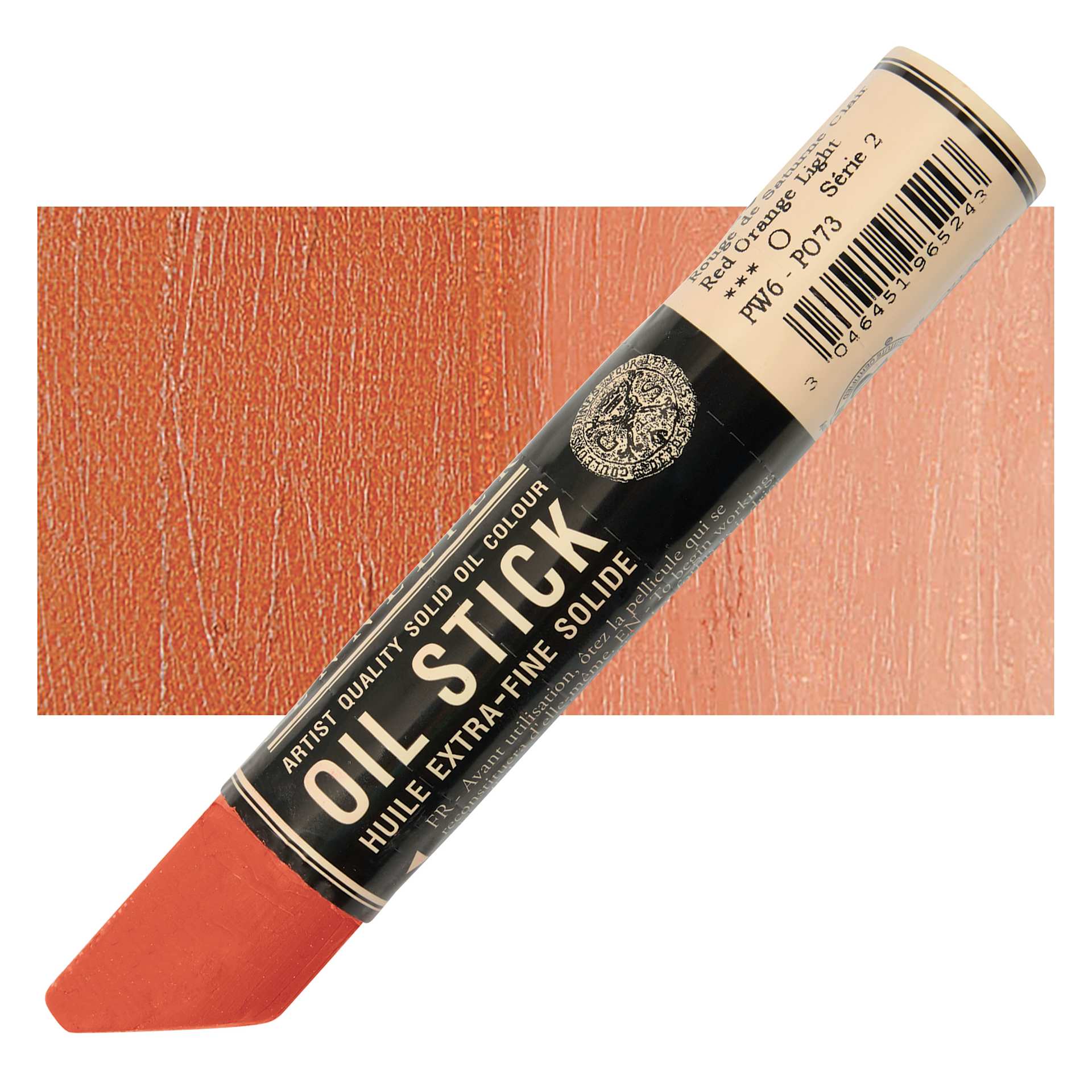 Sennelier Artists' Oil Stick - Red Orange Light stick and swatch