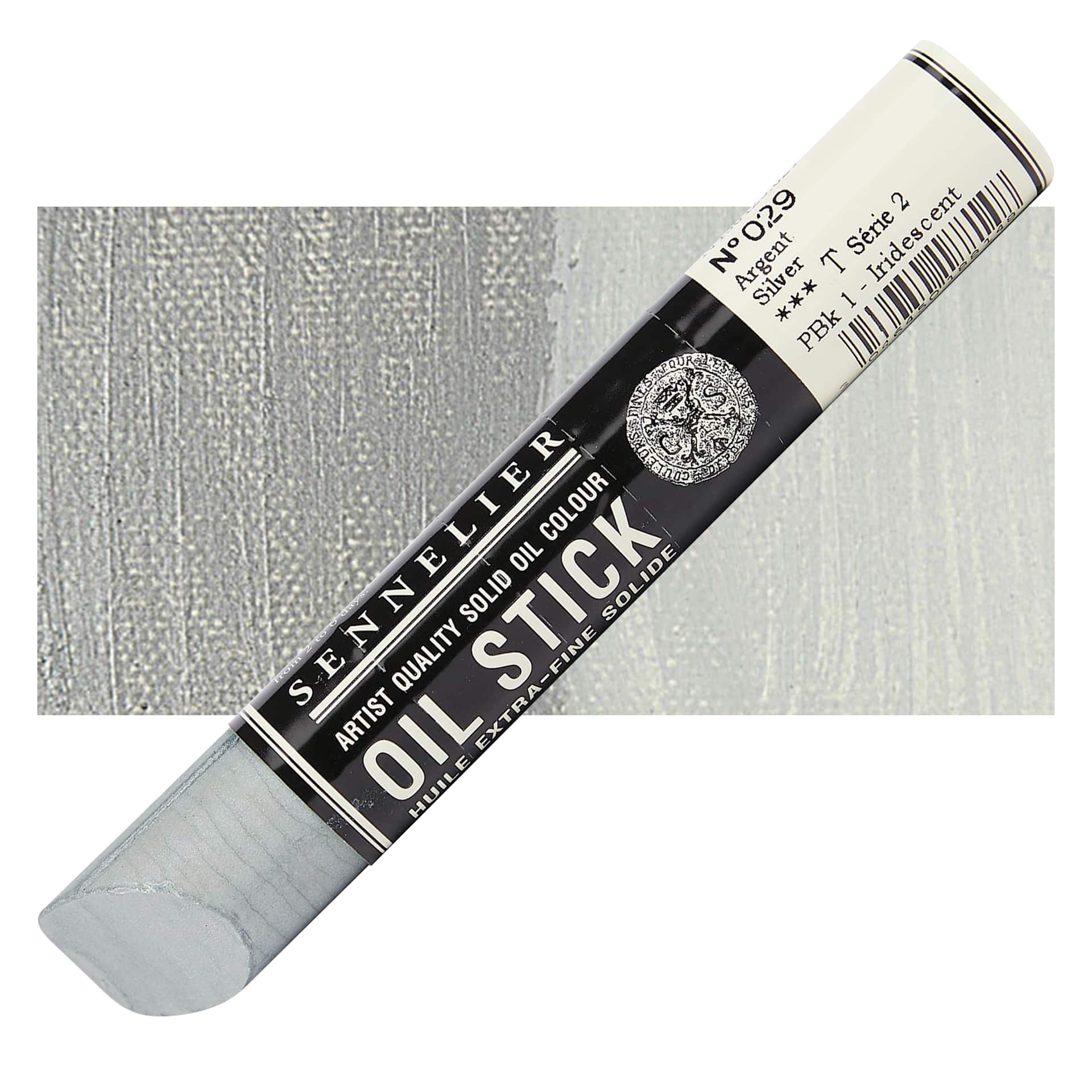 Sennelier Artists' Oil Stick - Silver 38 ml stick and swatch