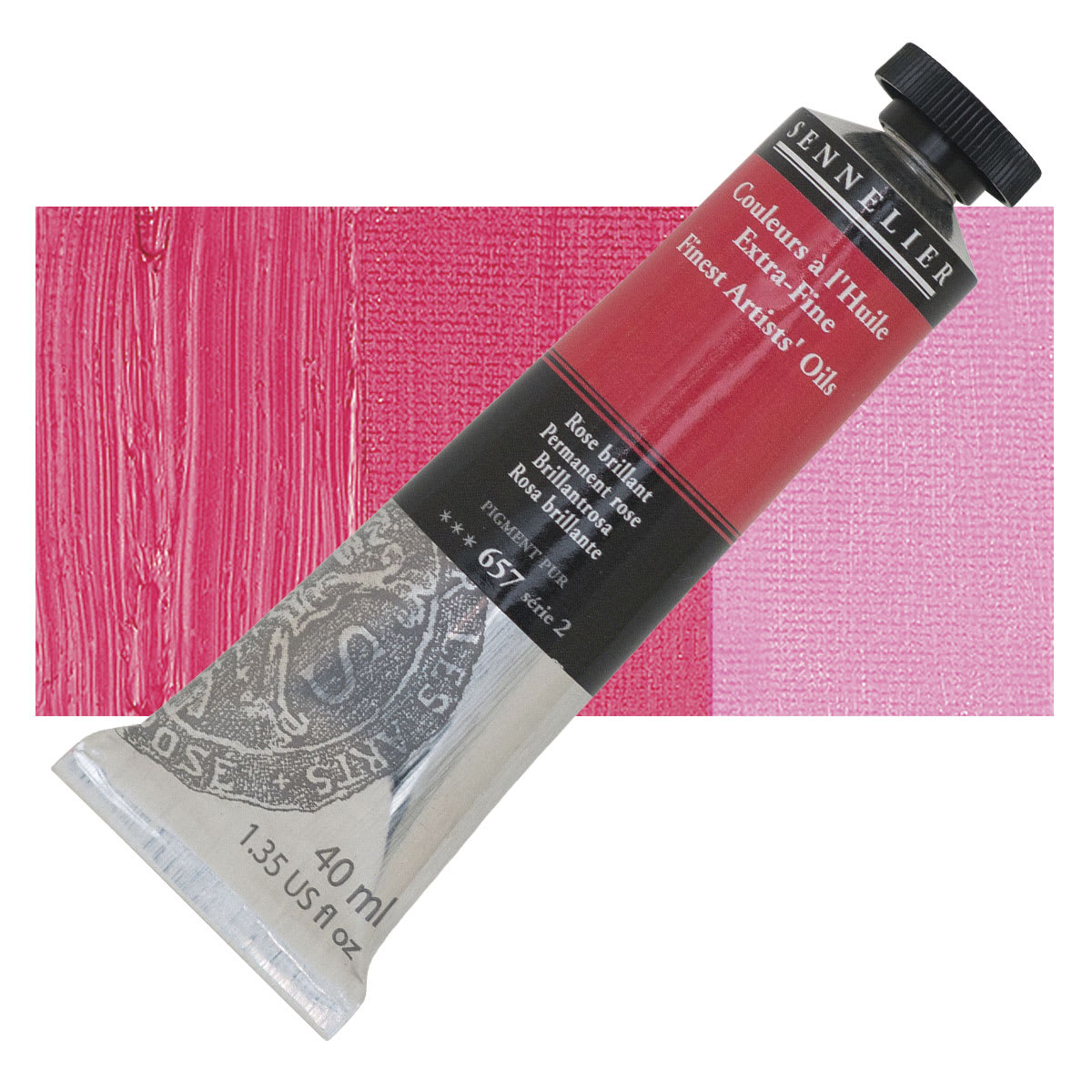 Sennelier Artists' Extra Fine Oil Paint - Permanent Rose, 40 ml tube and swatch