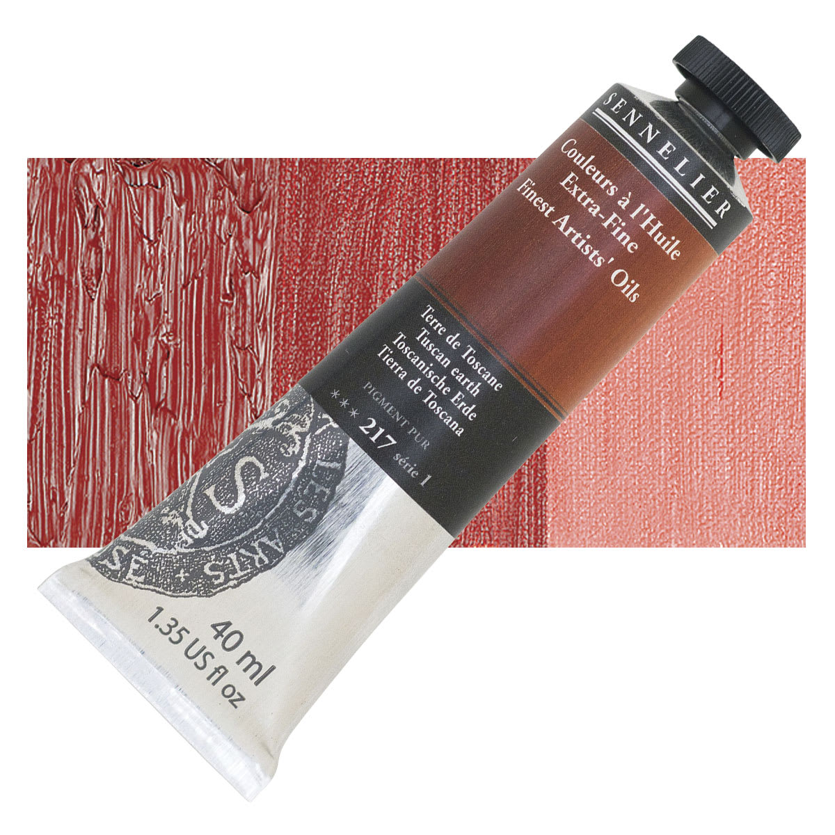 Sennelier Artists' Extra Fine Oil Paint - Tuscan Earth, 40 ml tube and swatch