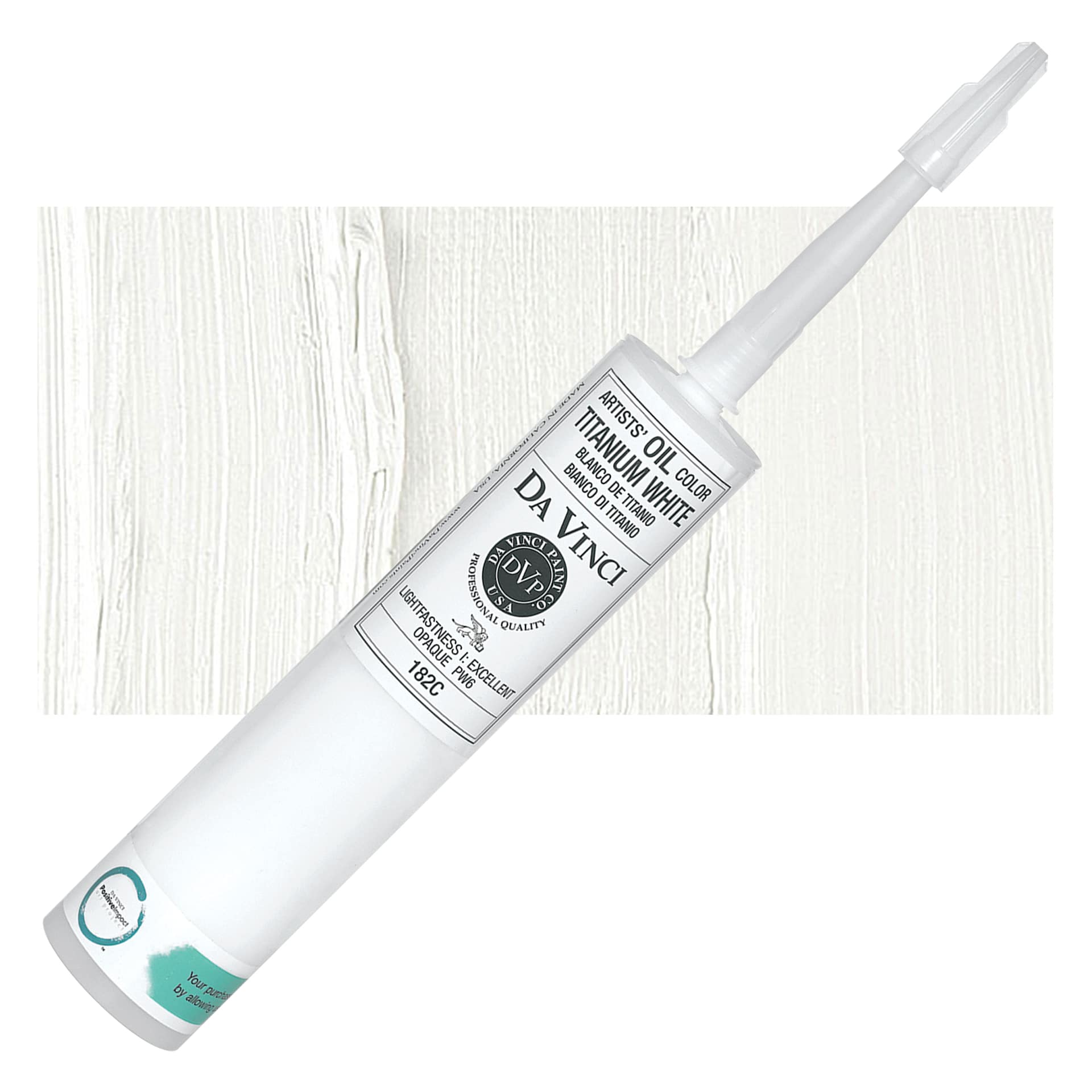 Da Vinci Artists' Oil Color - Titanium White, 300 ml cartridge and swatch