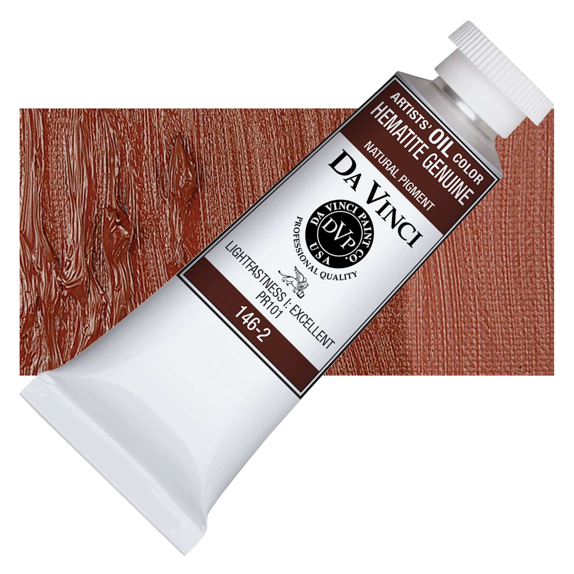 Da Vinci Artists' Oil Color - Hematite Genuine, 37 ml Tube and swatch