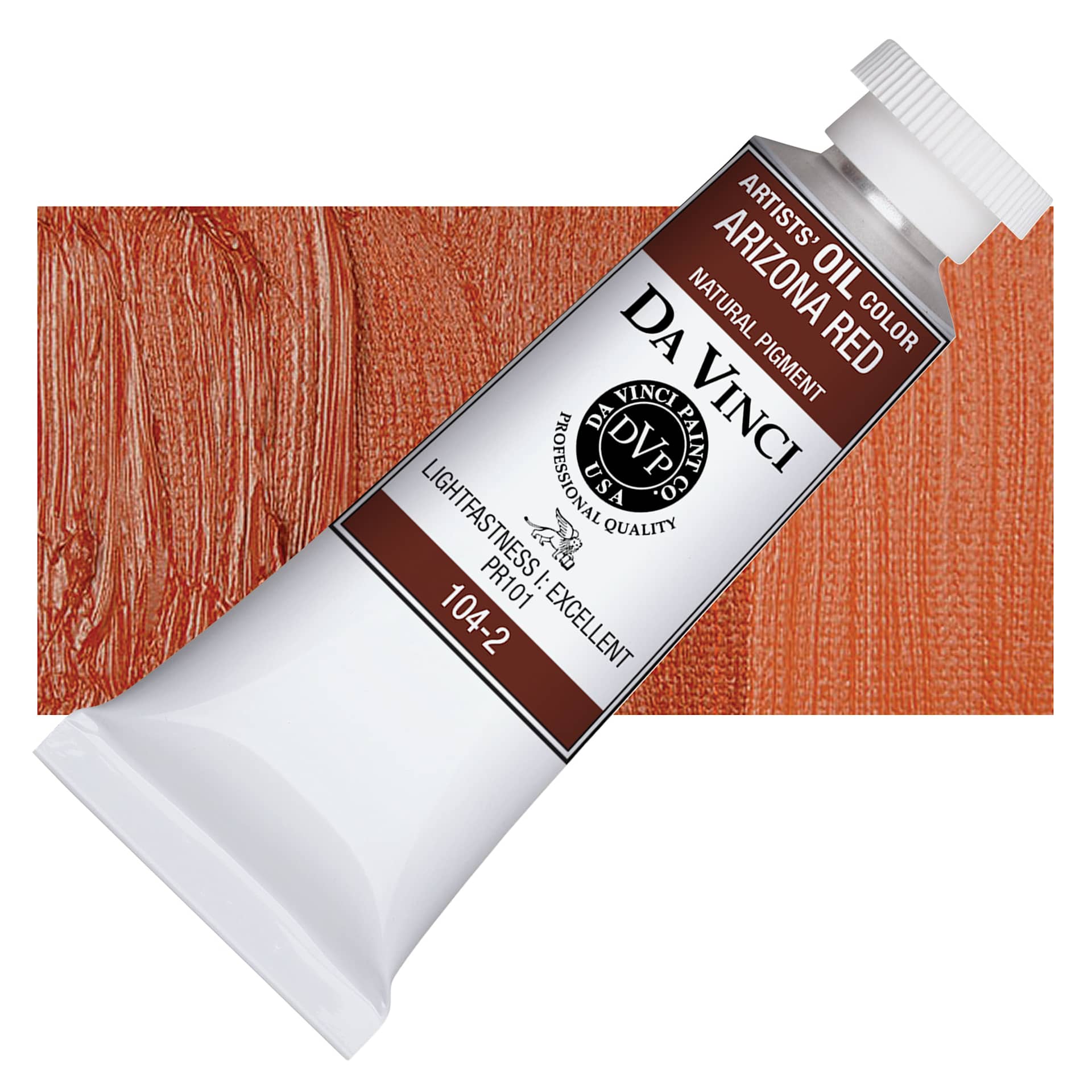 Da Vinci Artists' Oil Color - Arizona Red, 37 ml Tube and swatch