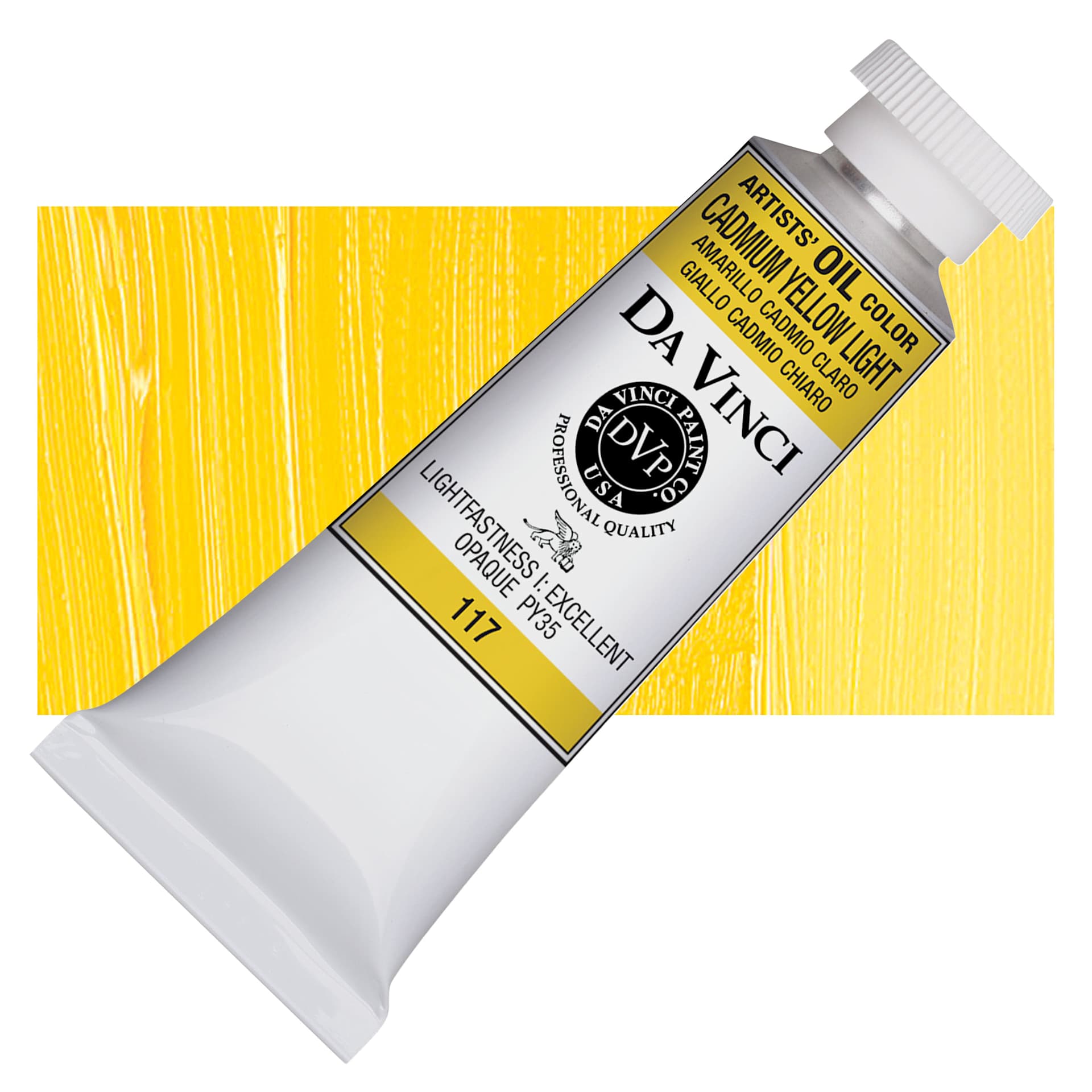 Da Vinci Artists' Oil Color - Cadmium Yellow Light, 37 ml Tube and swatch