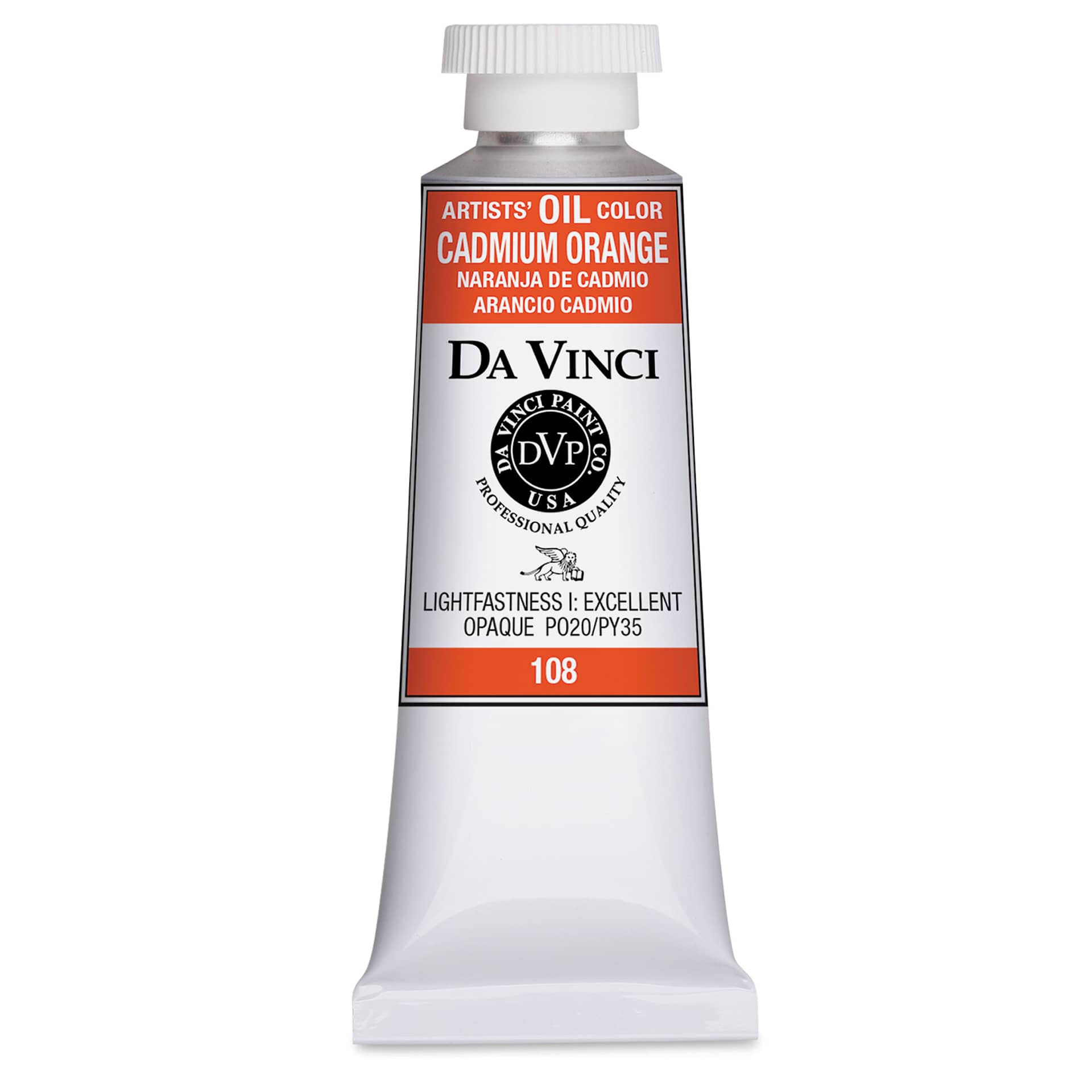 Da Vinci Artists' Oil Color - Cadmium Orange, 37 ml Tube