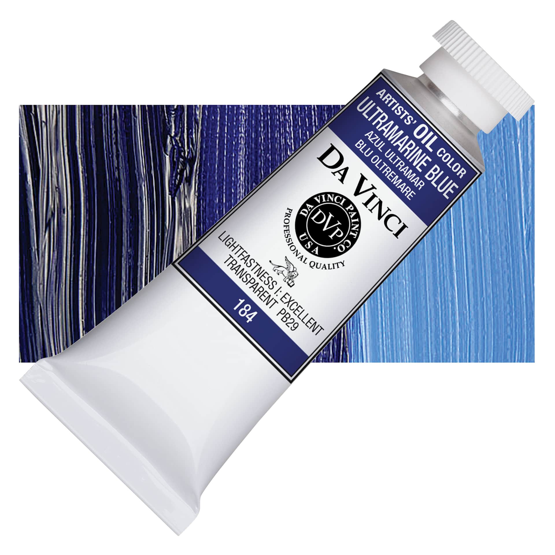 Da Vinci Artists' Oil Color - Ultramarine Blue, 37 ml Tube and swatch