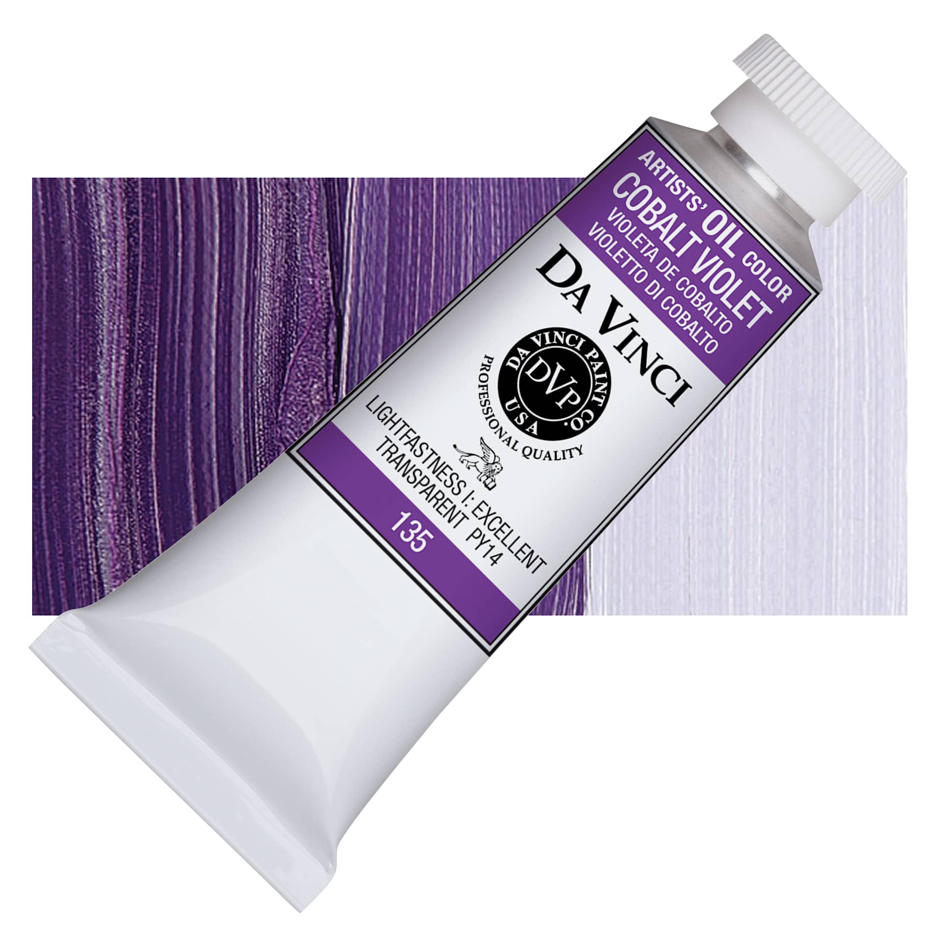 Da Vinci Artists' Oil Color - Cobalt Violet, 37 ml Tube and swatch