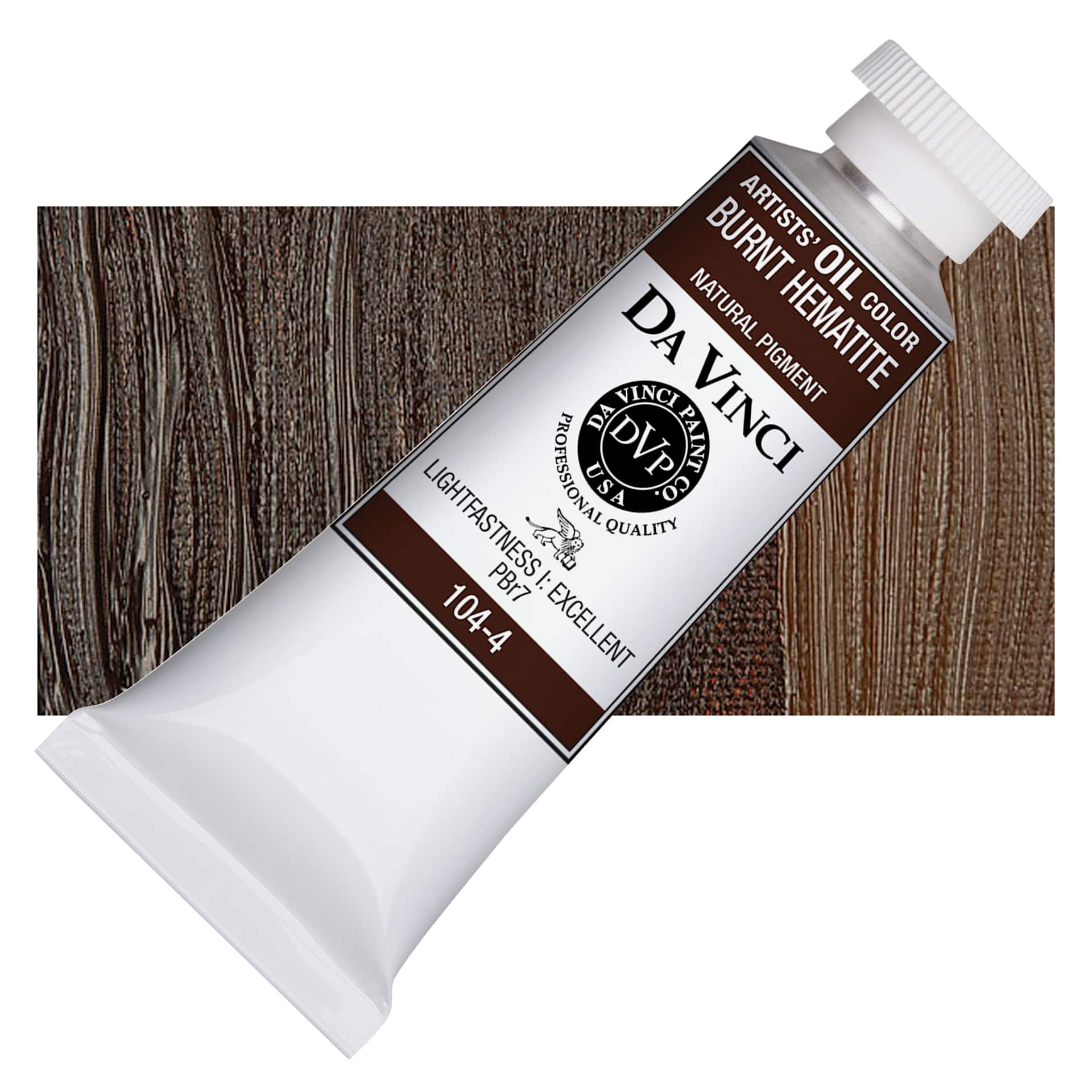 Da Vinci Artists' Oil Color - Burnt Hematite, 37 ml Tube and swatch