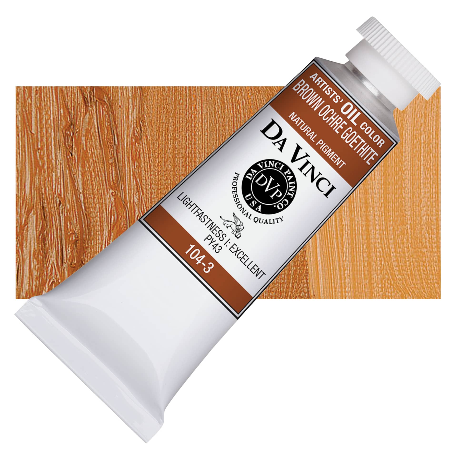 Da Vinci Artists' Oil Color - Brown Ochre Goethite, 37 ml Tube and swatch