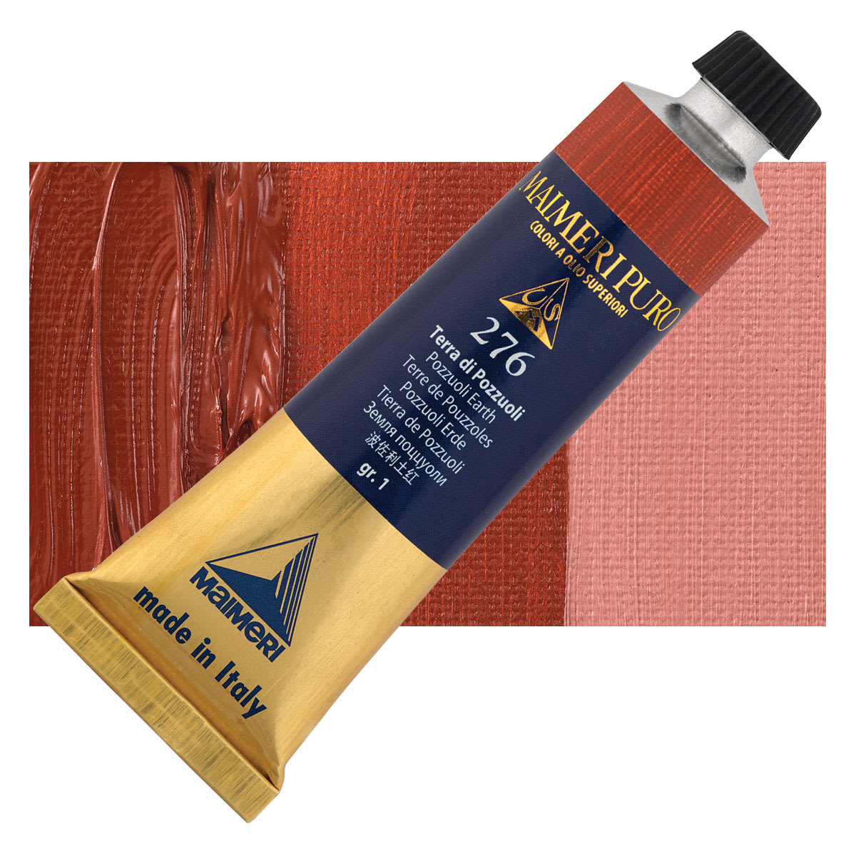 Maimeri Puro Oil Color - Pozzouli Earth, 40 ml Tube and swatch