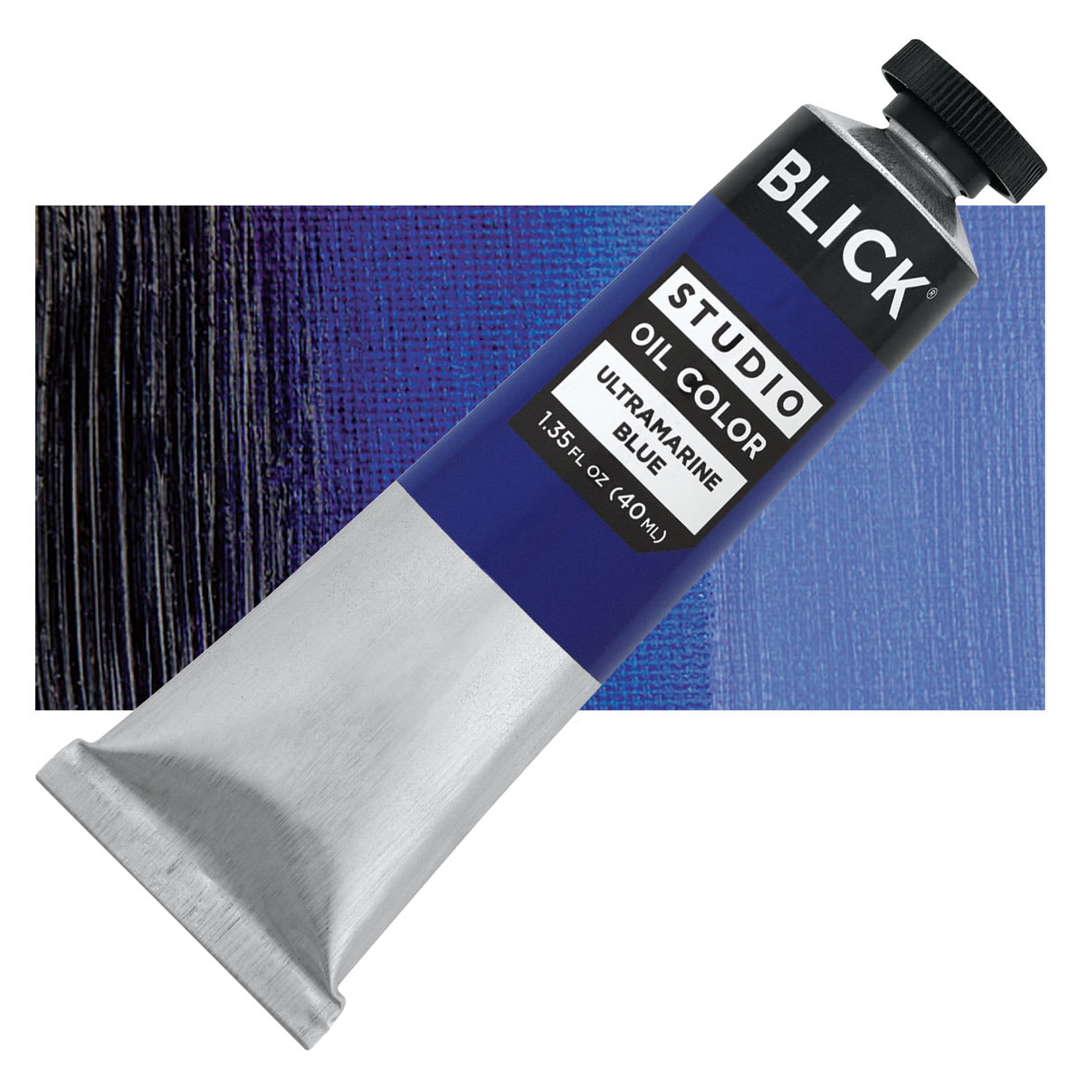 Blick Studio Oil Paint - Ultramarine Blue, 40 ml tube and swatch