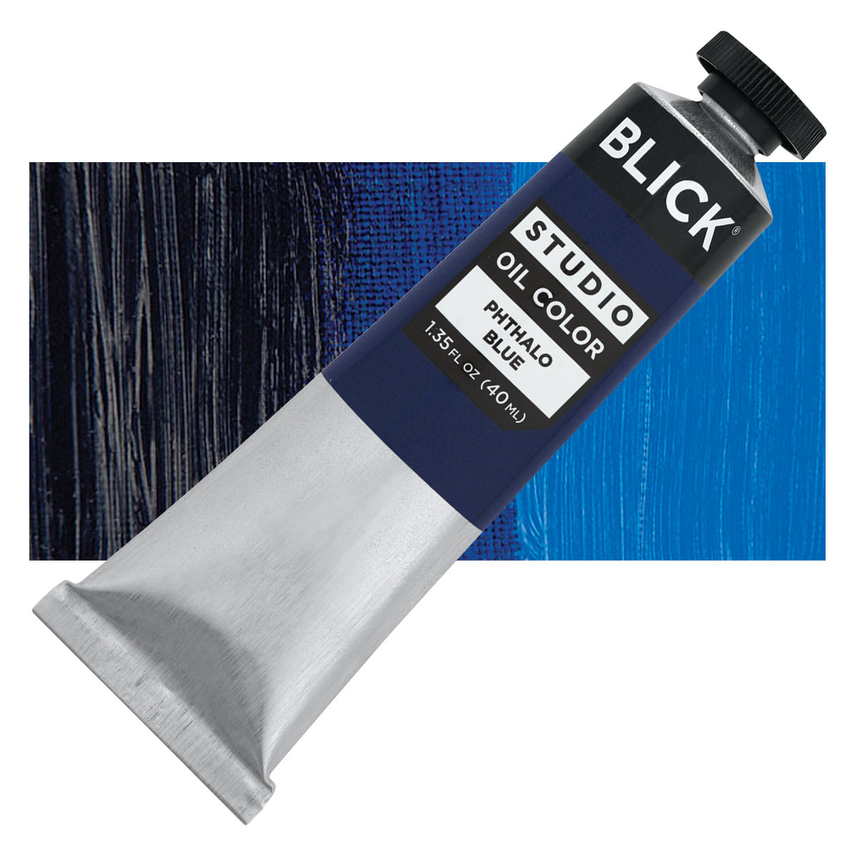 Blick Studio Oil Paint - Phthalo Blue, 40 ml tube and swatch