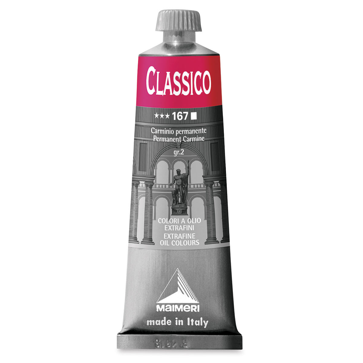 Maimeri Classico Oil Paints - 60 ml tube of Permanent Carmine shown upright