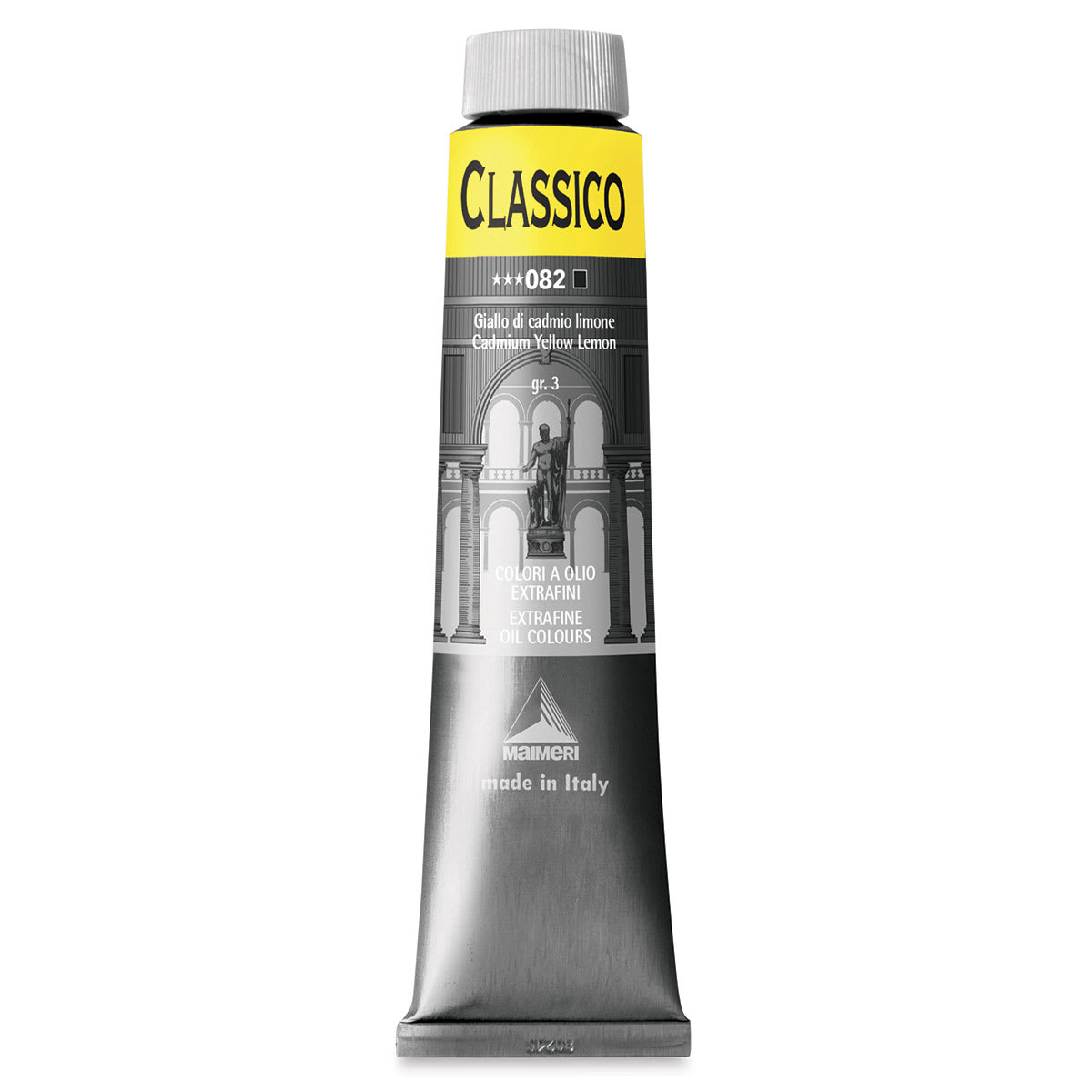 Maimeri Classico Oil Paints - 200 ml Cadmium Yellow Lemon Tube shown upright