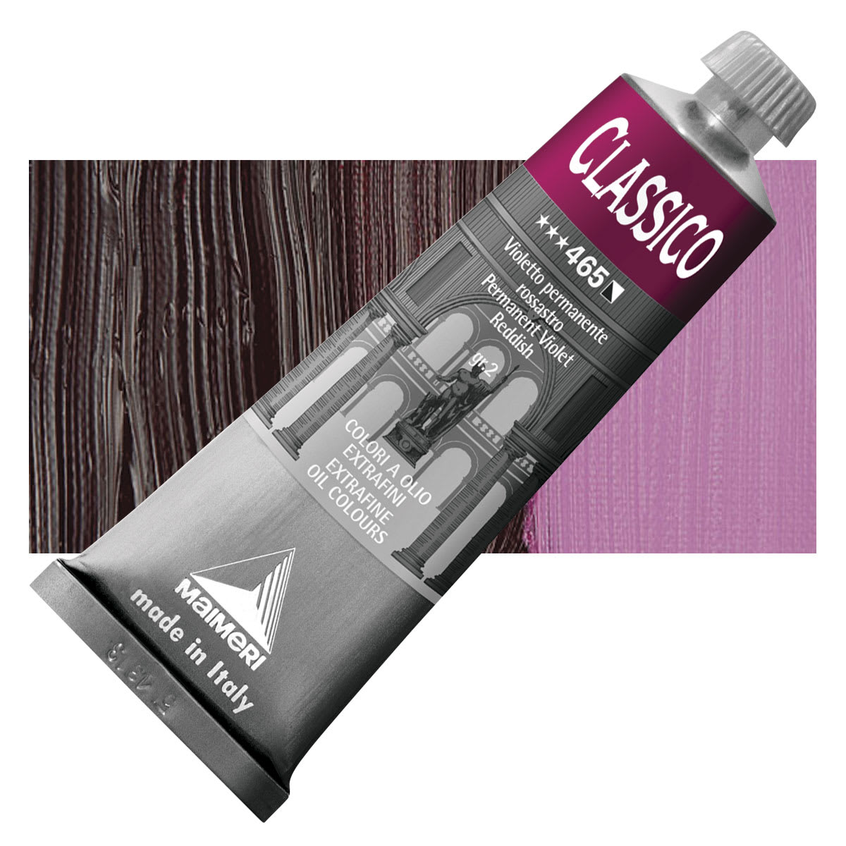 Maimeri Classico Oil Color - Permanent Violet Reddish, 60 ml tube and swatch