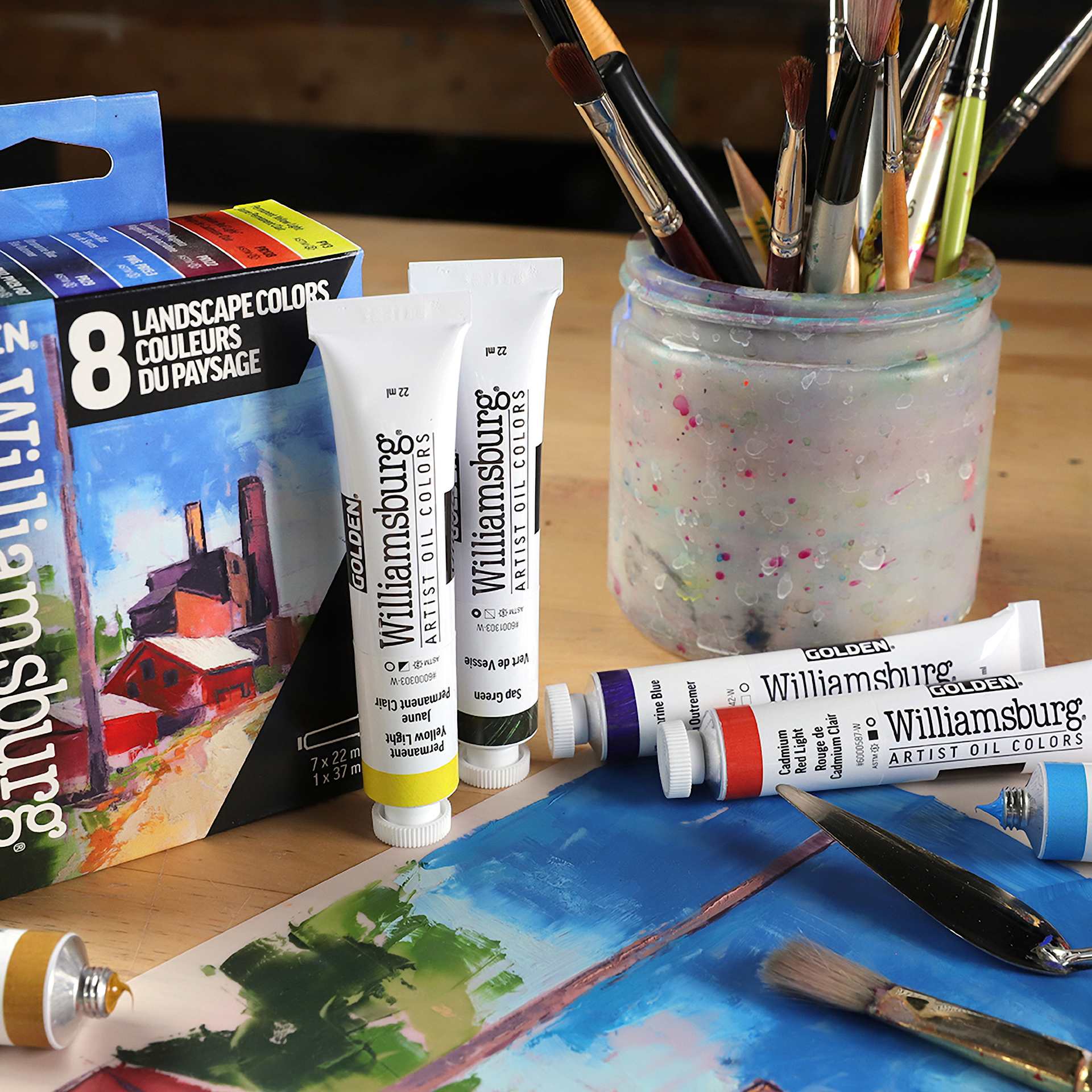 Williamsburg Handmade Oil Paints - Set of 8, Landscape, 22 ml Tubes