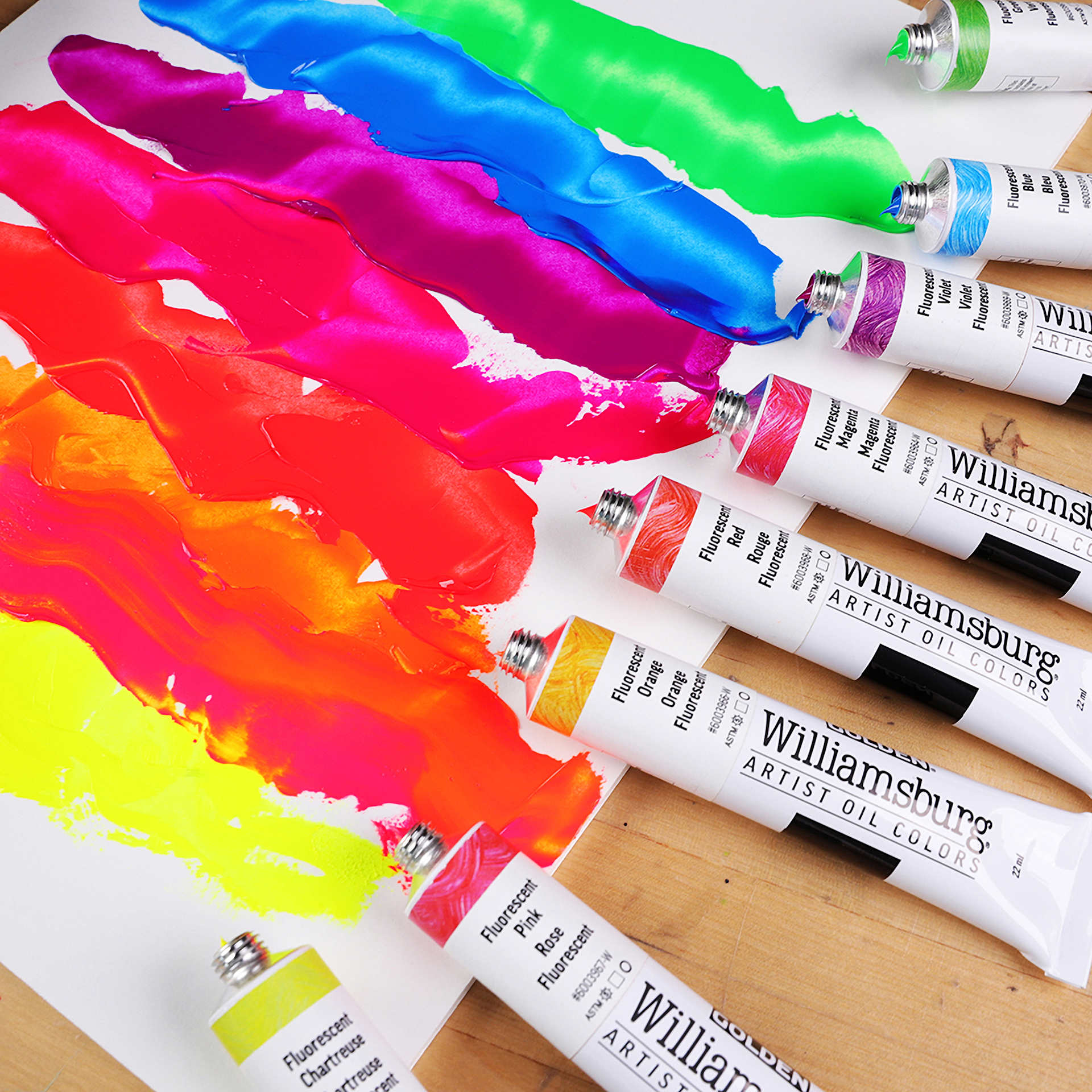 Williamsburg Handmade Oil Paints - Set of 8, Fluorescent, 22 ml Tubes