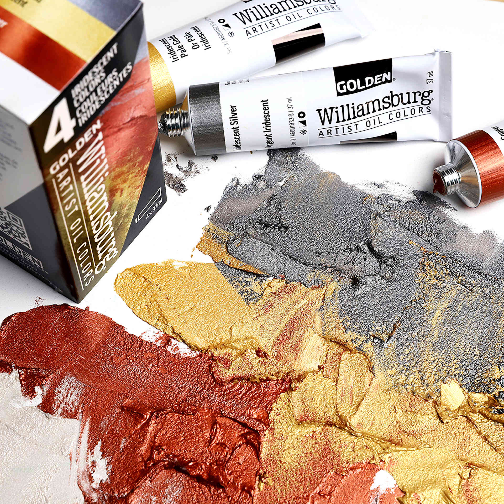 Williamsburg Handmade Oil Paints - Set of 4, Iridescent, 37 ml Tubes