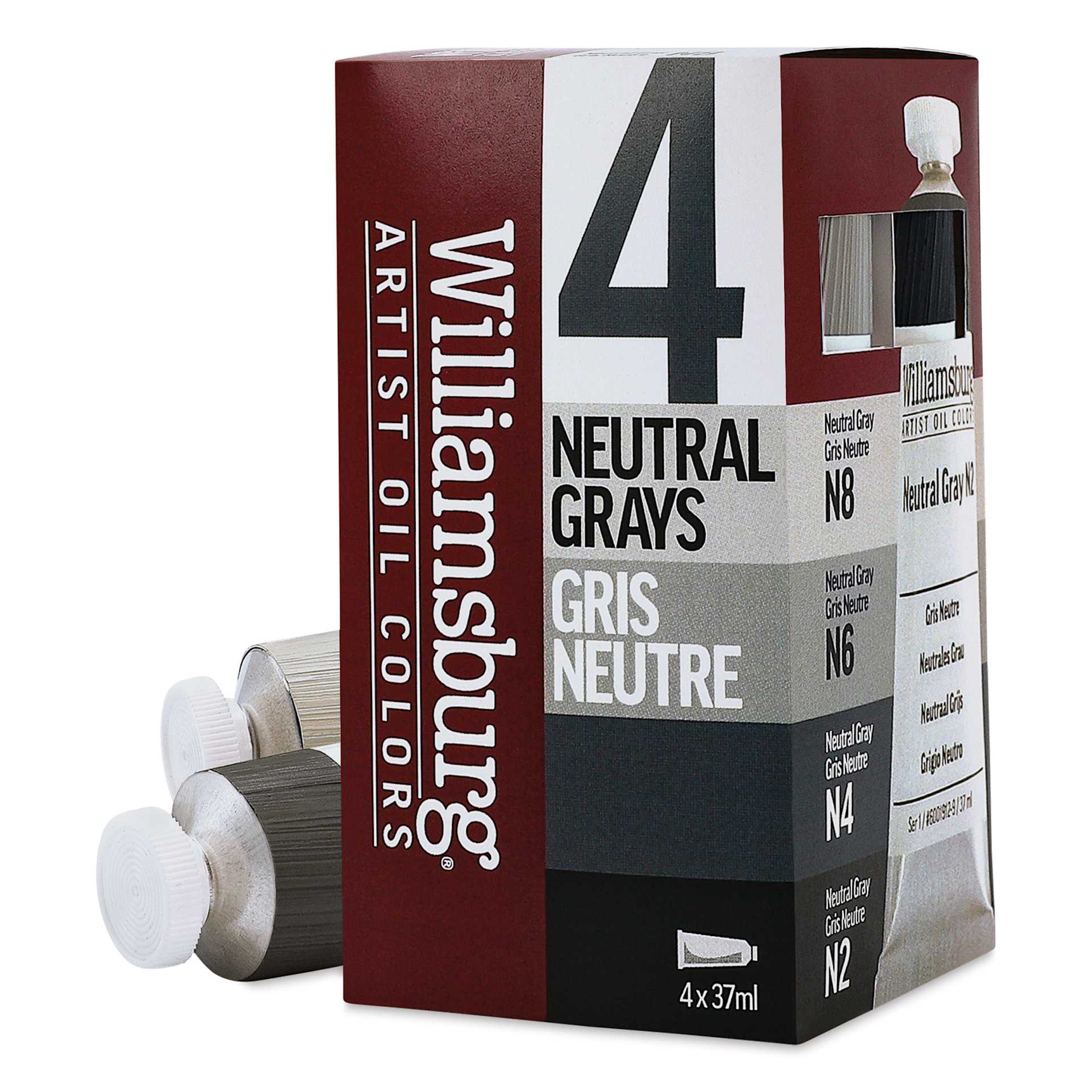 Williamsburg Handmade Oil Paints - Neutral Gray, Set of 4, 37 ml Tubes