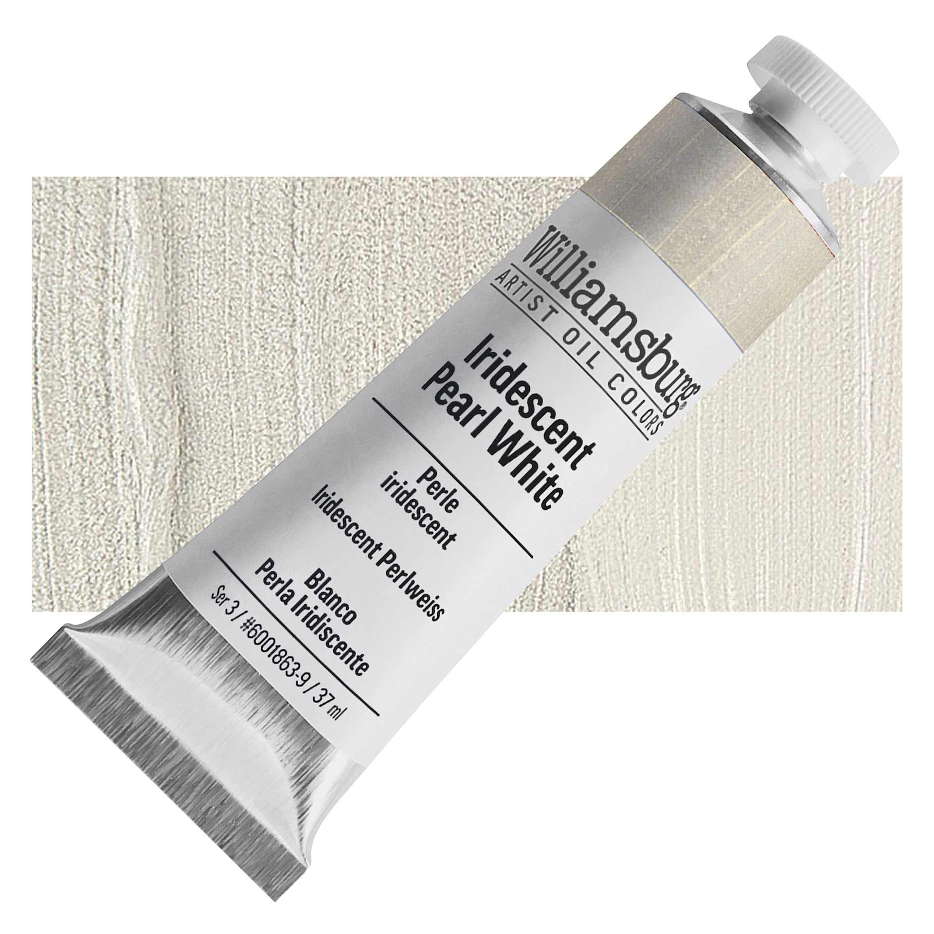 Williamsburg Handmade Oil Paint - Iridescent Pearl White, 37 ml tube and swatch