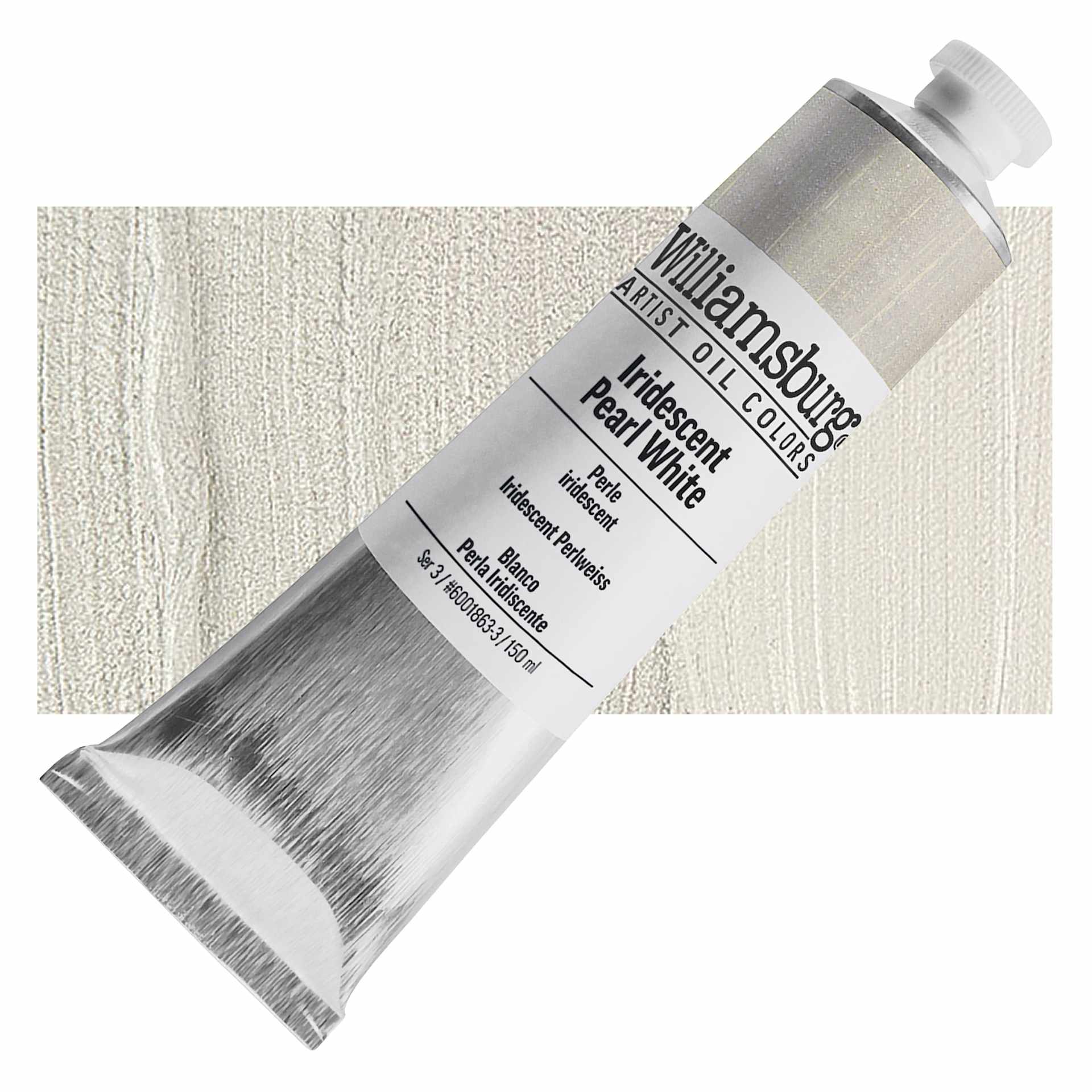 Williamsburg Handmade Oil Paint - Iridescent Pearl White, 150 ml tube and swatch