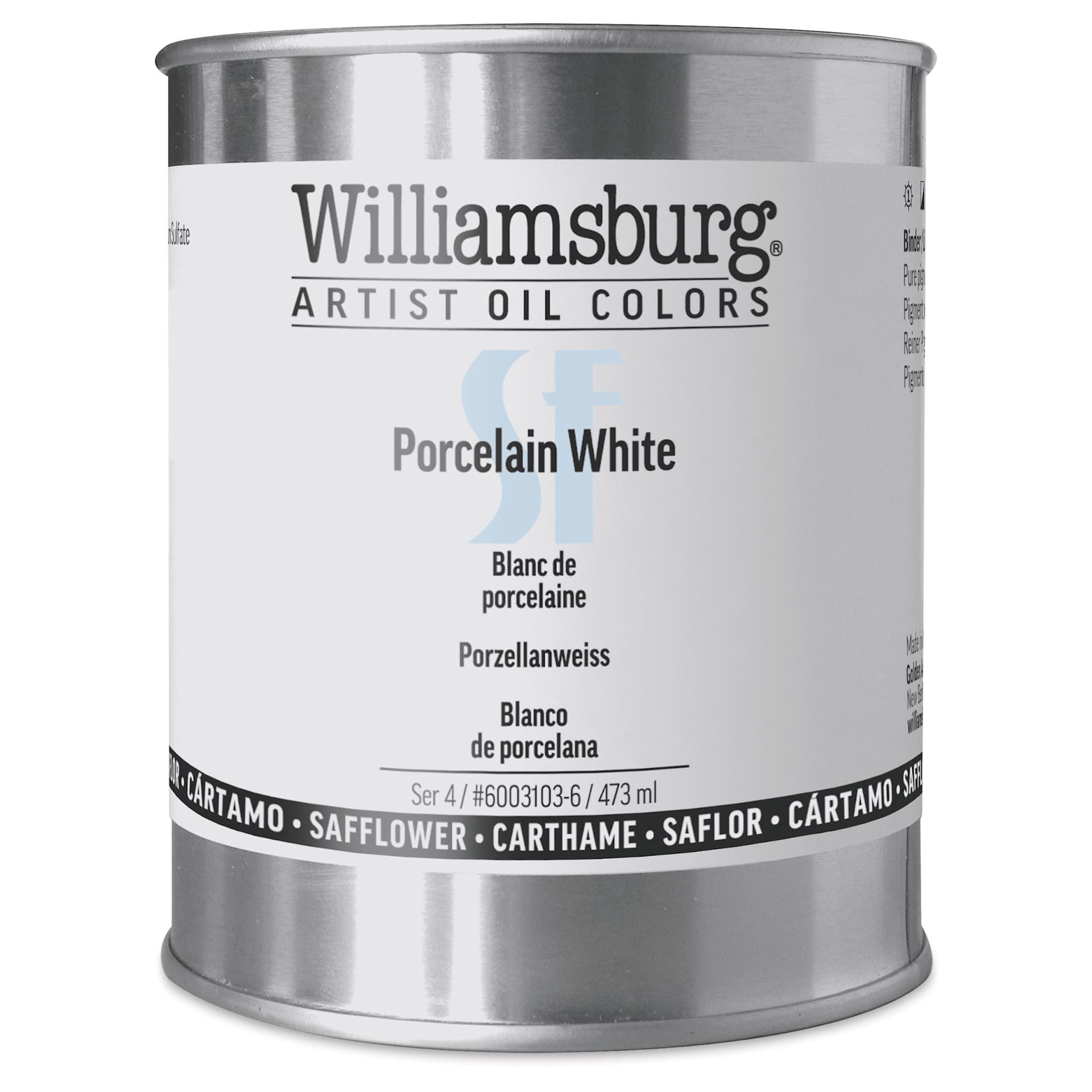 Williamsburg Handmade Safflower Oil Color - Porcelain White, 16 oz can