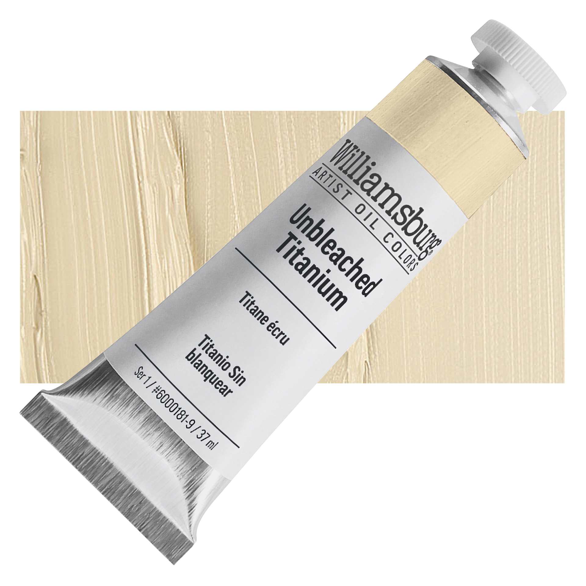 Williamsburg Handmade Oil Paint - Unbleached Titanium, 37 ml tube and swatch