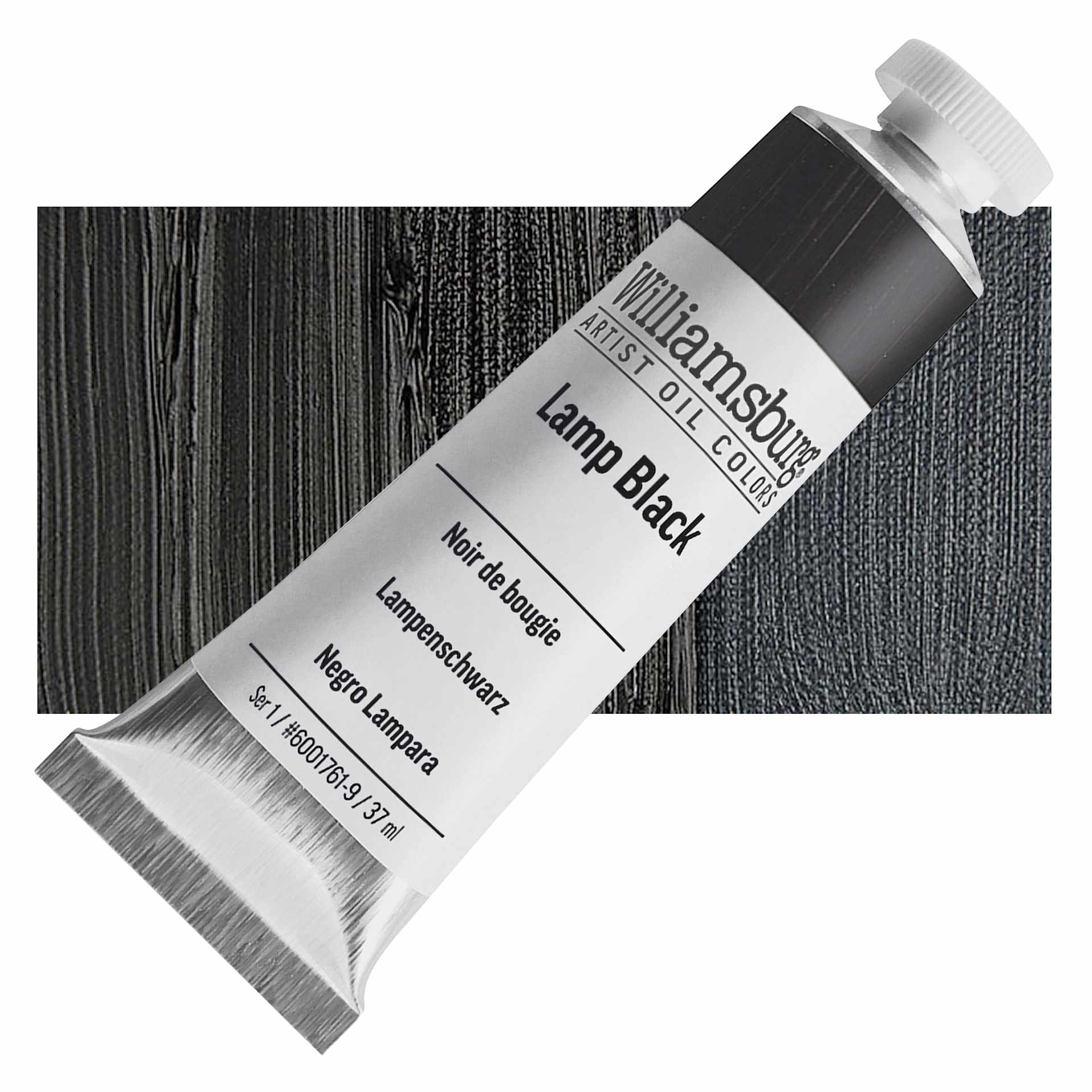 Williamsburg Handmade Oil Paint - Lamp Black, 37 ml tube and swatch