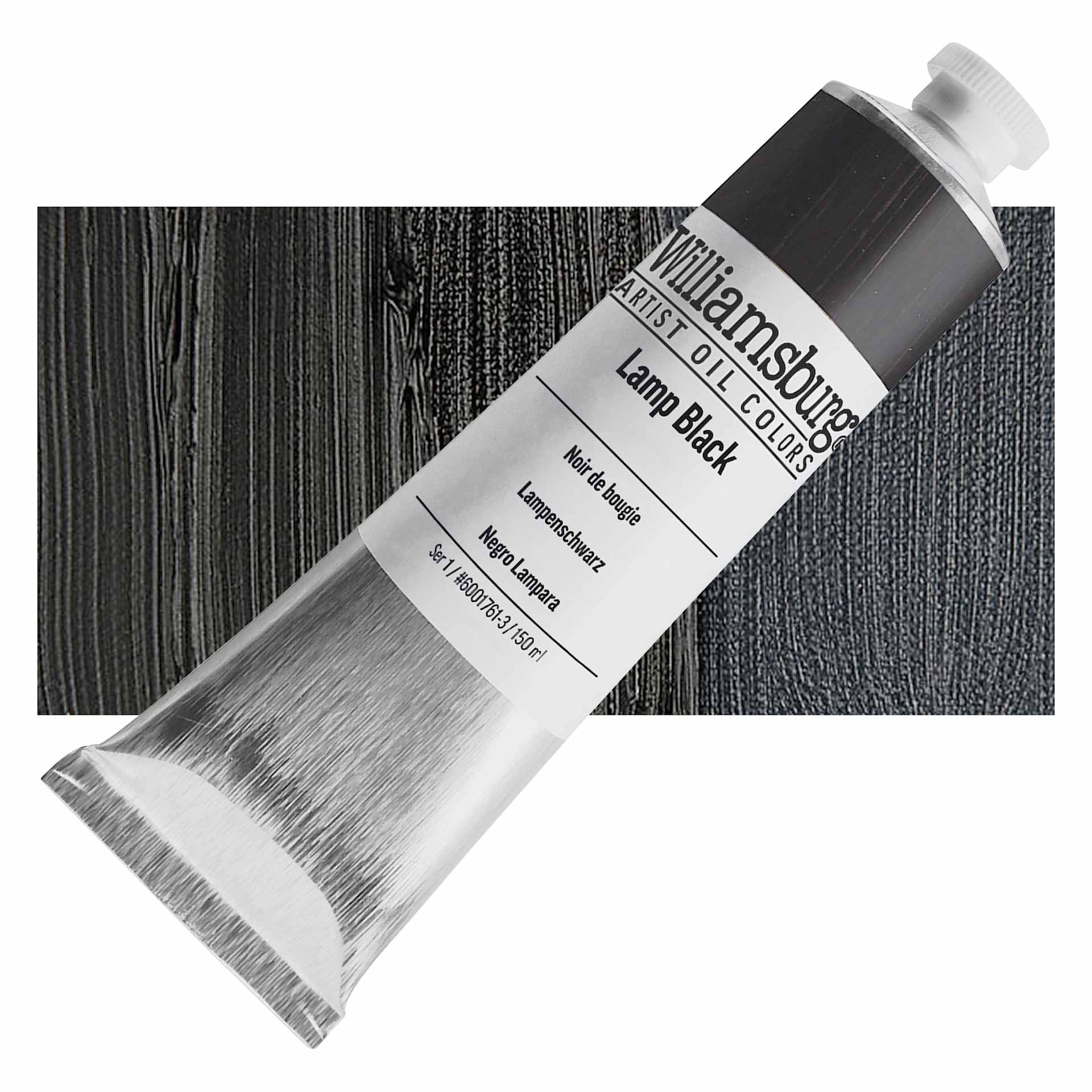 Williamsburg Handmade Oil Paint - Lamp Black, 150 ml tube and swatch