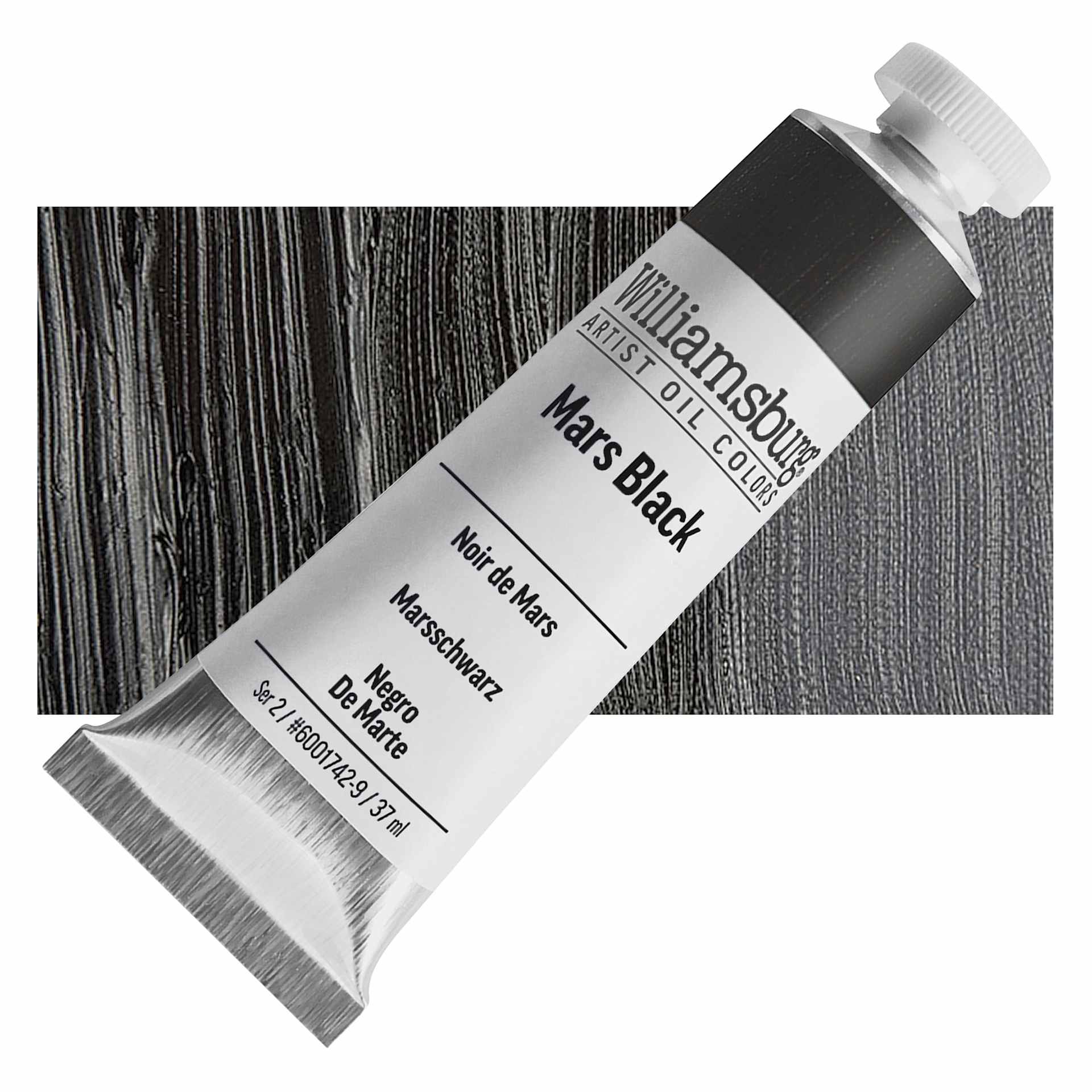 Williamsburg Handmade Oil Paint - Mars Black, 37 ml tube and swatch